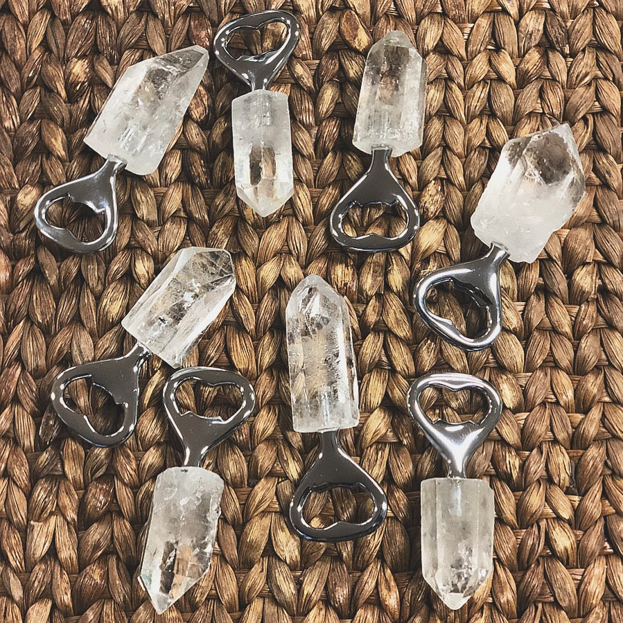 Crystal Handle Bottle Opener - Clear Quartz Point Rough