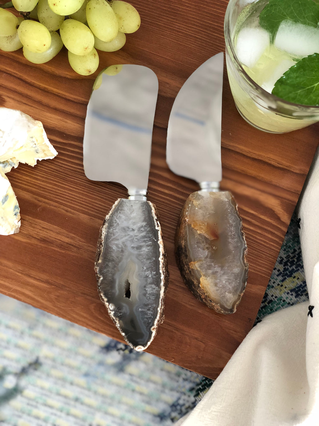 Cheese Cleaver with Agate Slab Handle
