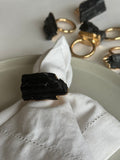 Napkin Ring in Brass with Black Tourmaline Accent