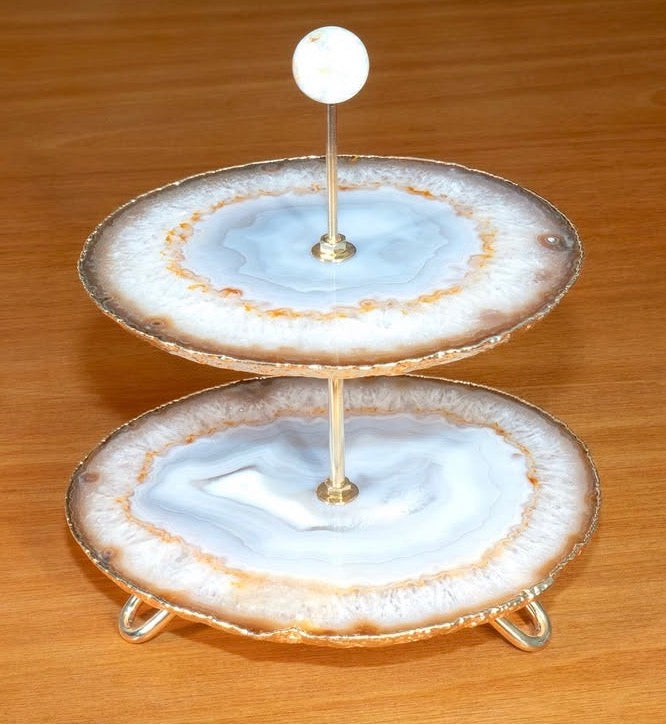Agate Slice 2-Tier Serving Tray for Sweets and Deserts
