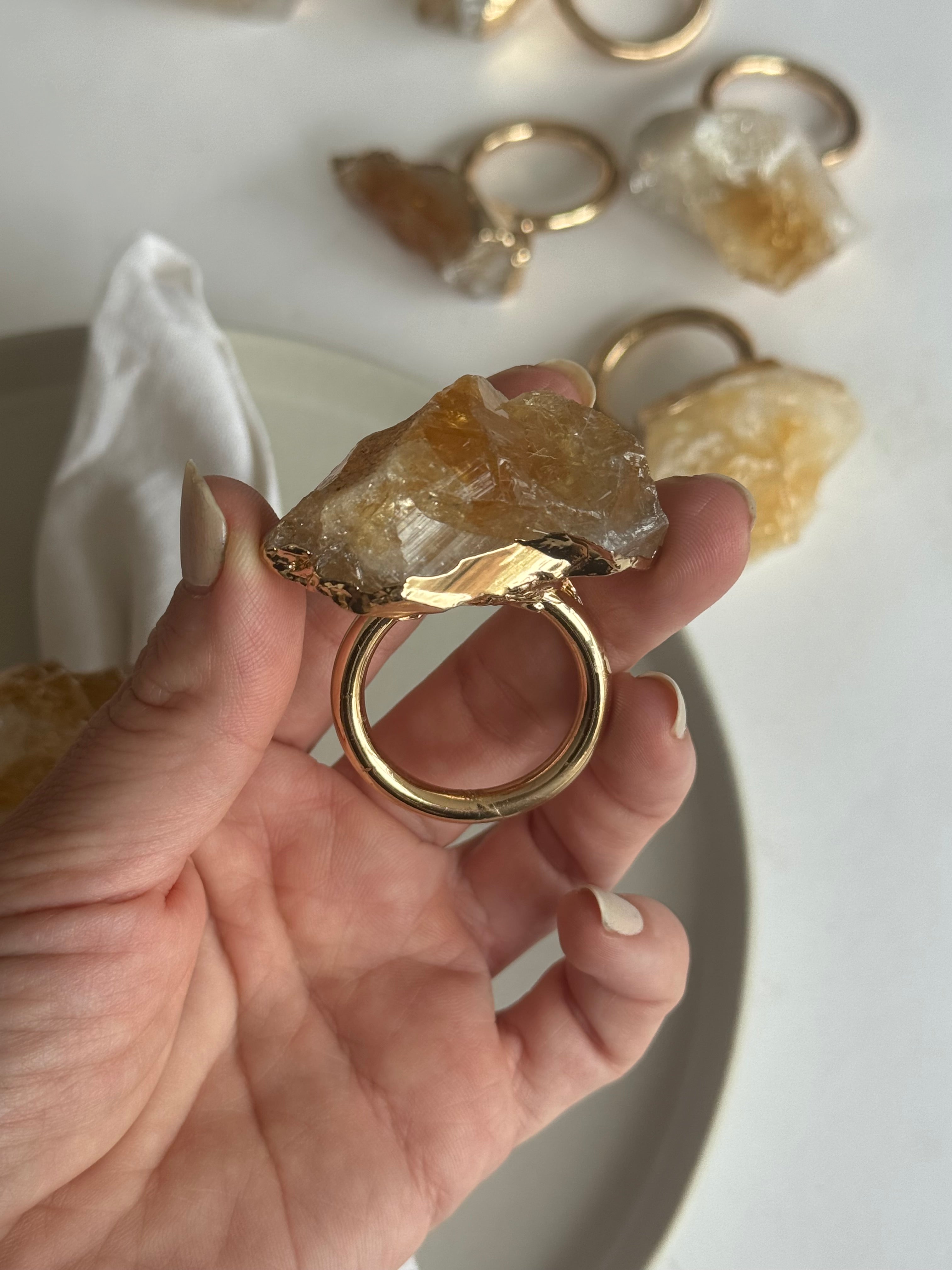 Napkin Ring in Brass with Citrine Accent