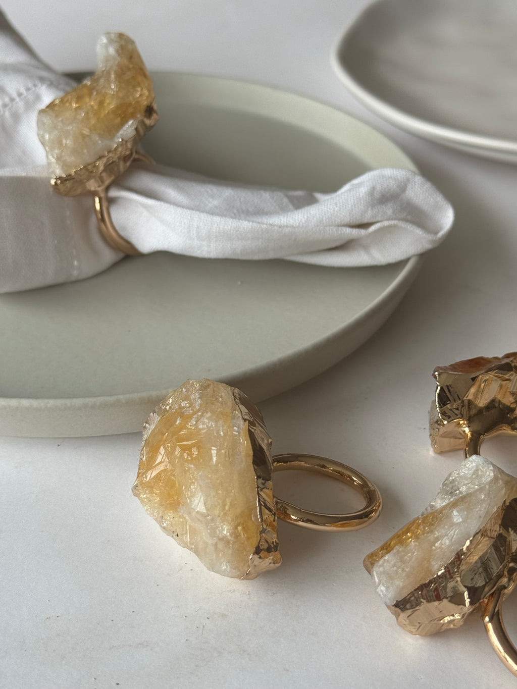 Napkin Ring in Brass with Citrine Accent