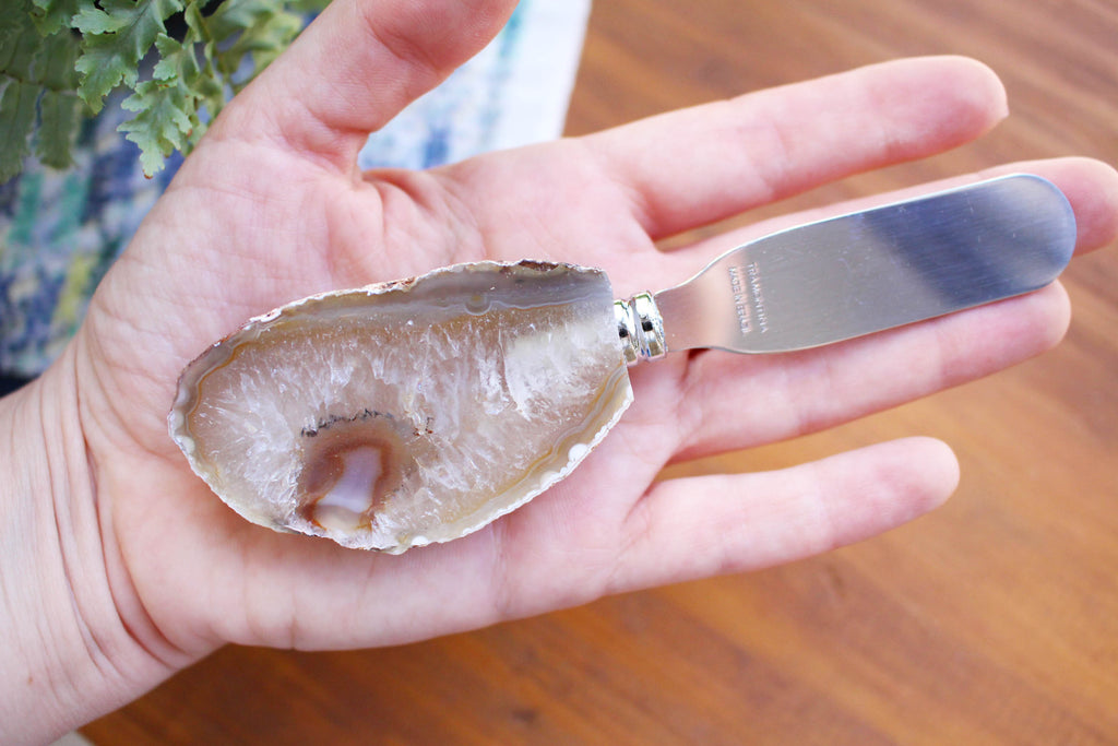 Spreader with Crystal Handle - Agate Slab