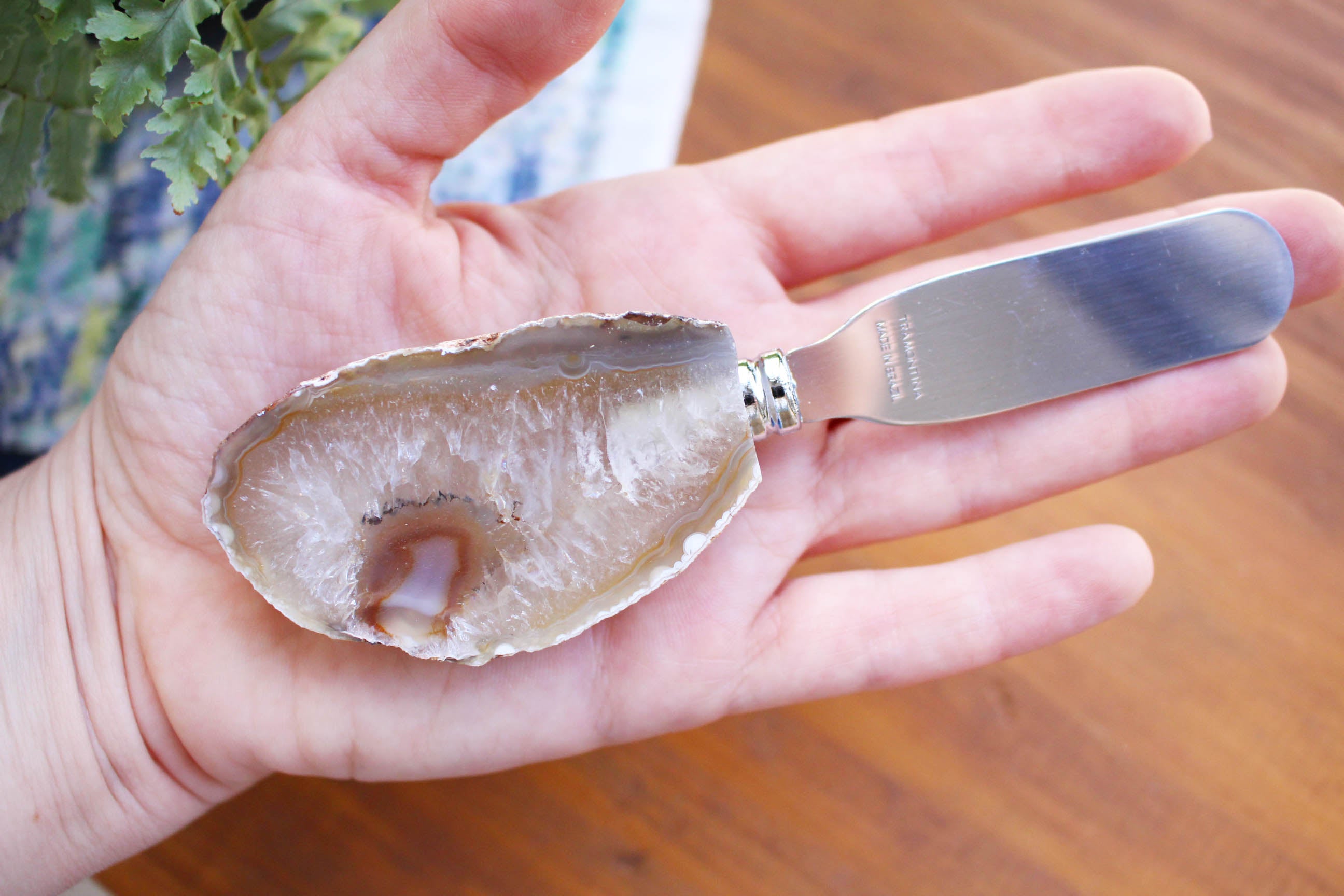 Spreader with Crystal Handle - Agate Slab