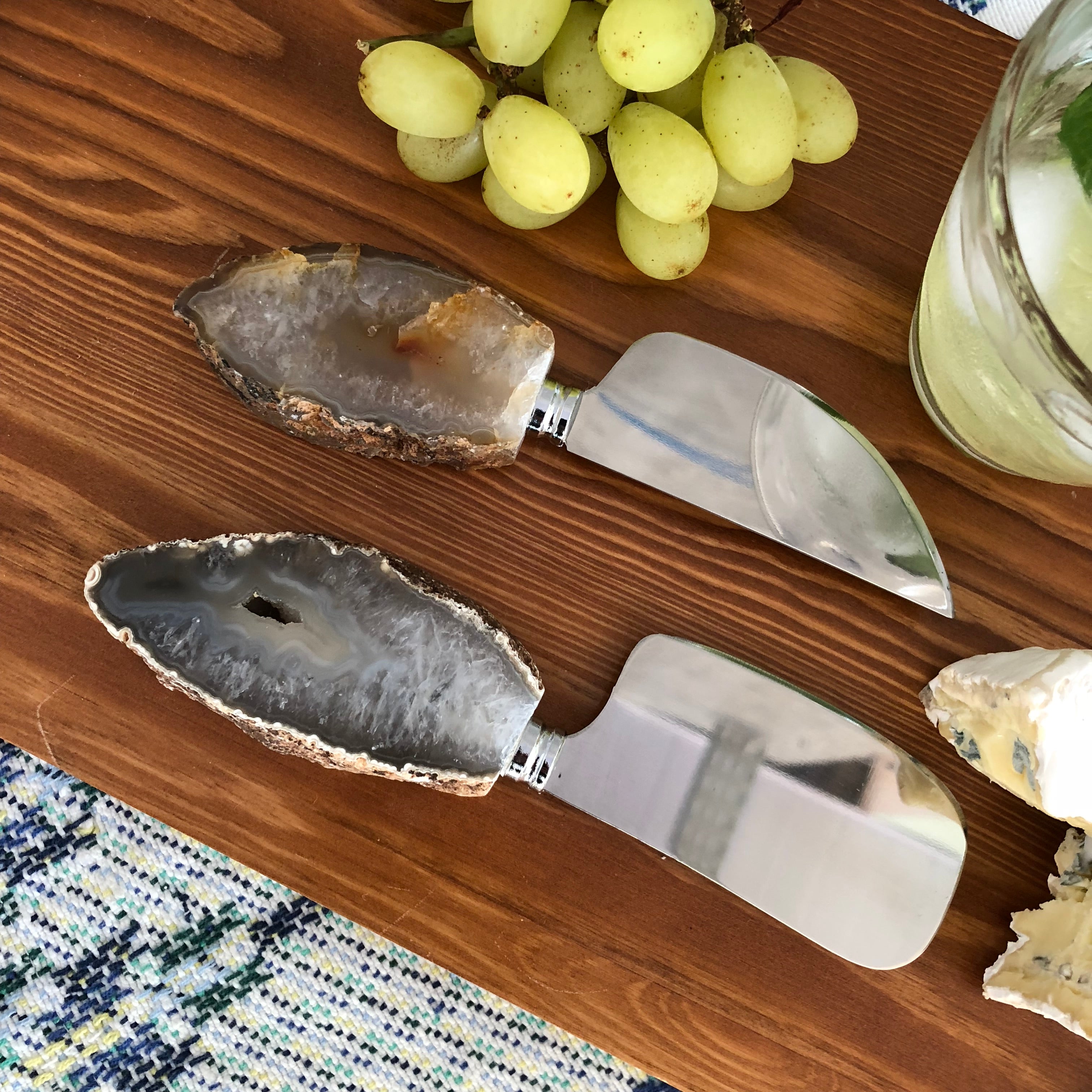 Cheese Cleaver with Agate Slab Handle
