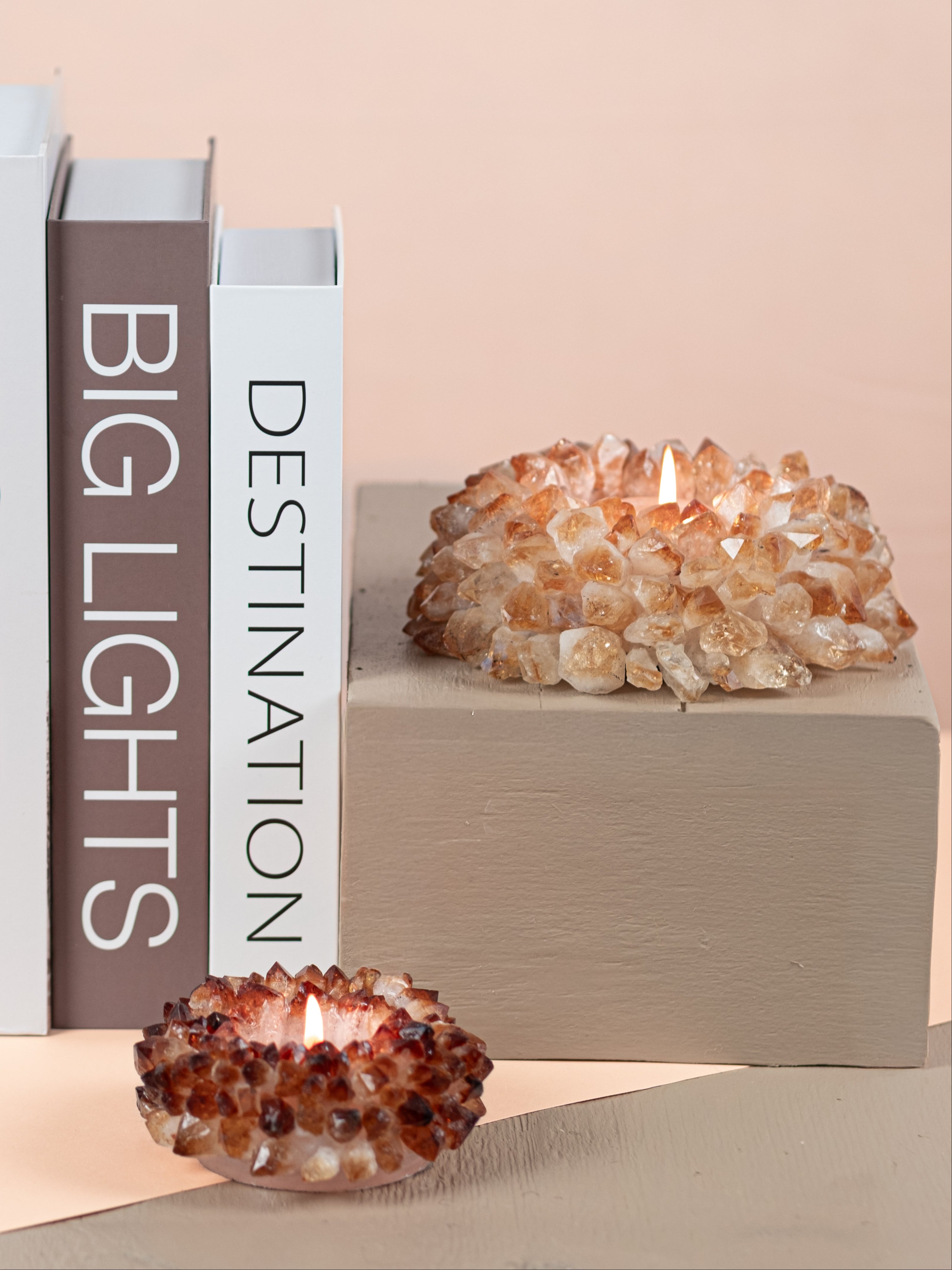Citrine Quartz Points Candle Holder