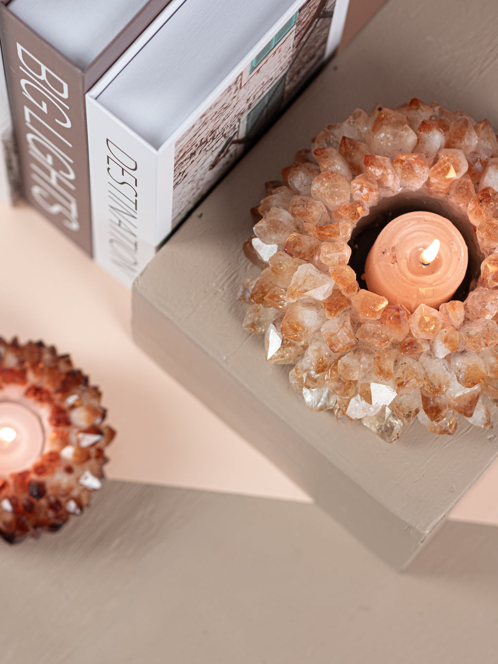 Citrine Quartz Points Candle Holder