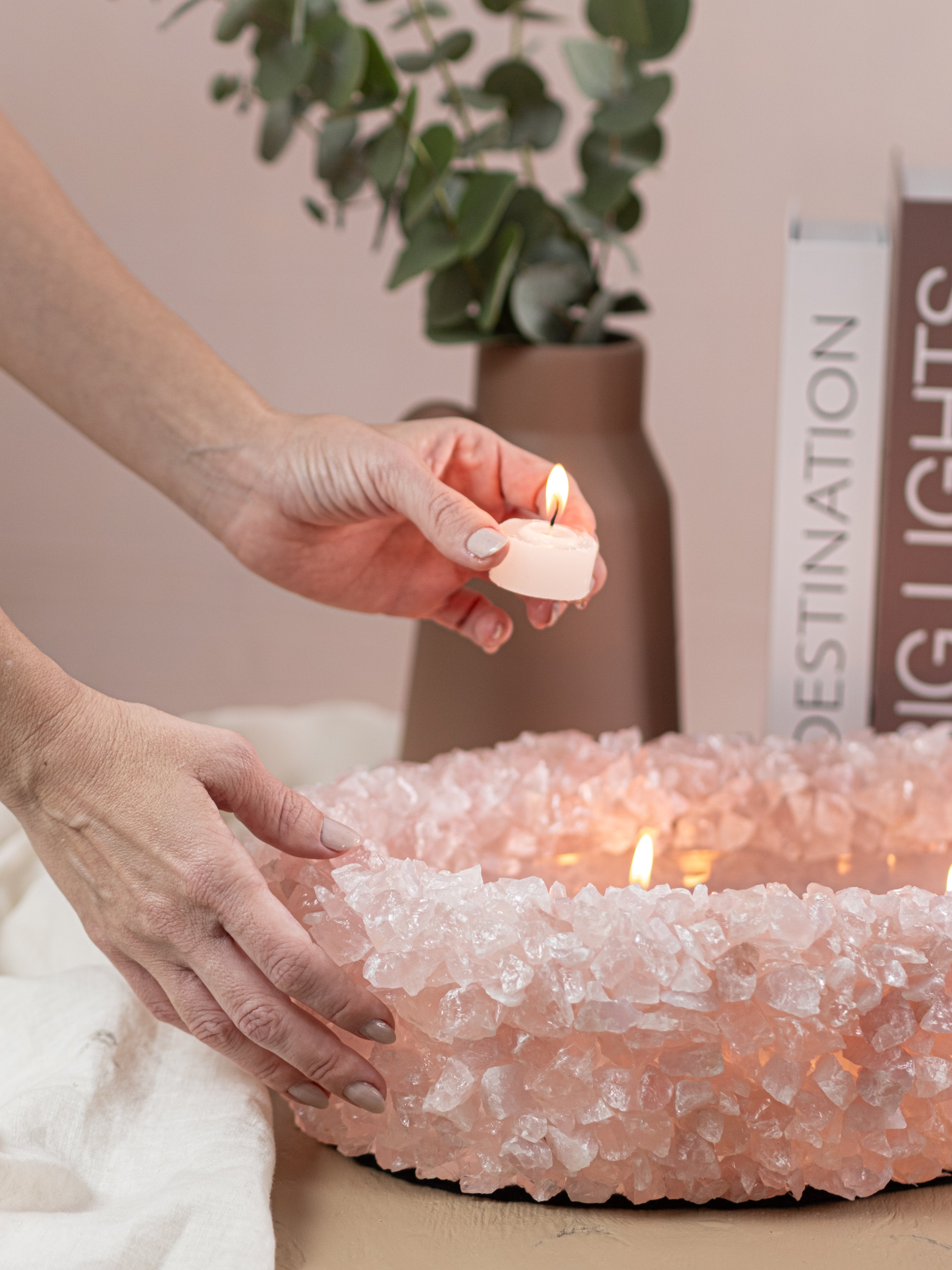 Oval Rose Quartz Bowl