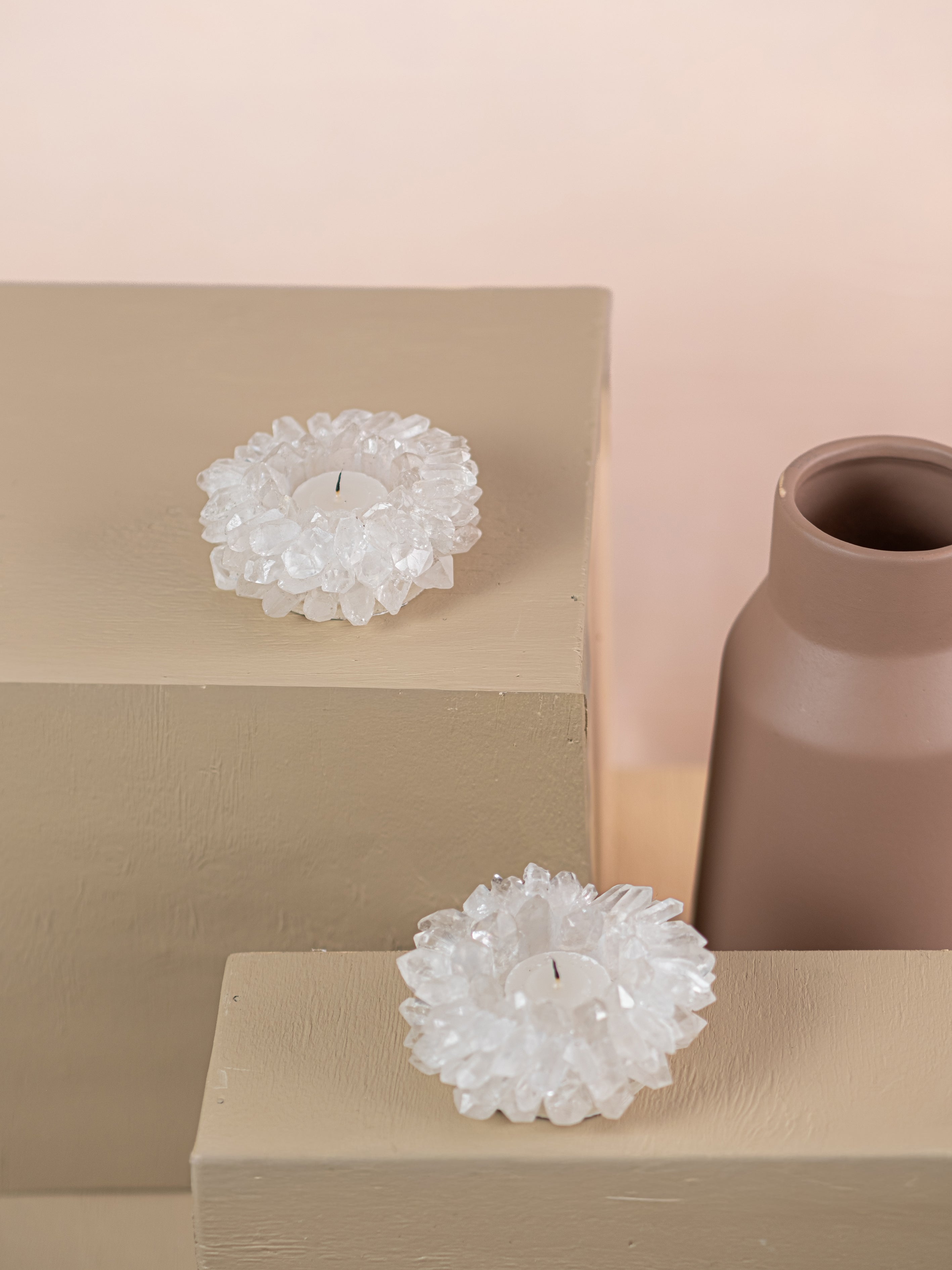 Clear Quartz Points Candle Holder