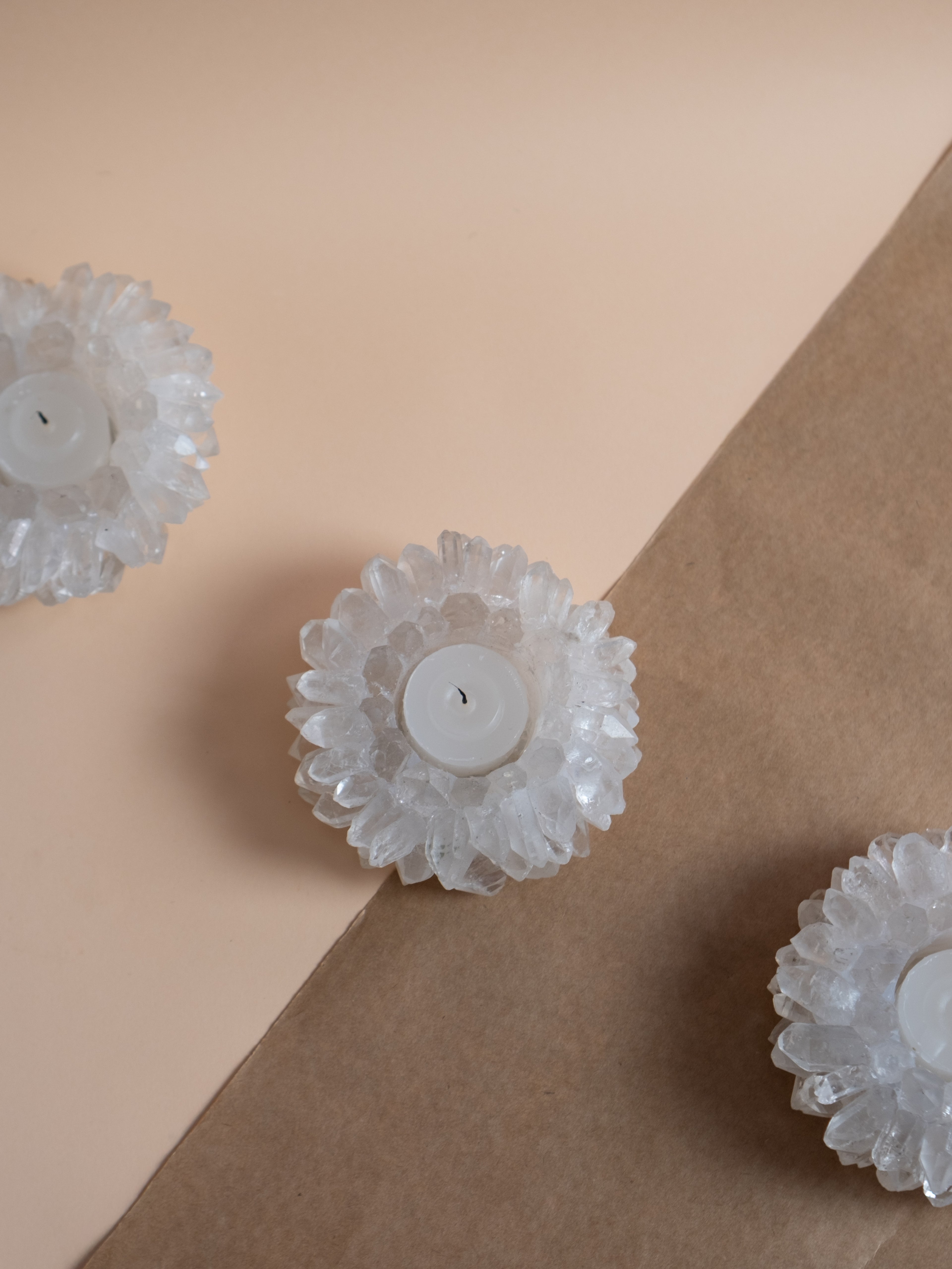 Clear Quartz Points Candle Holder