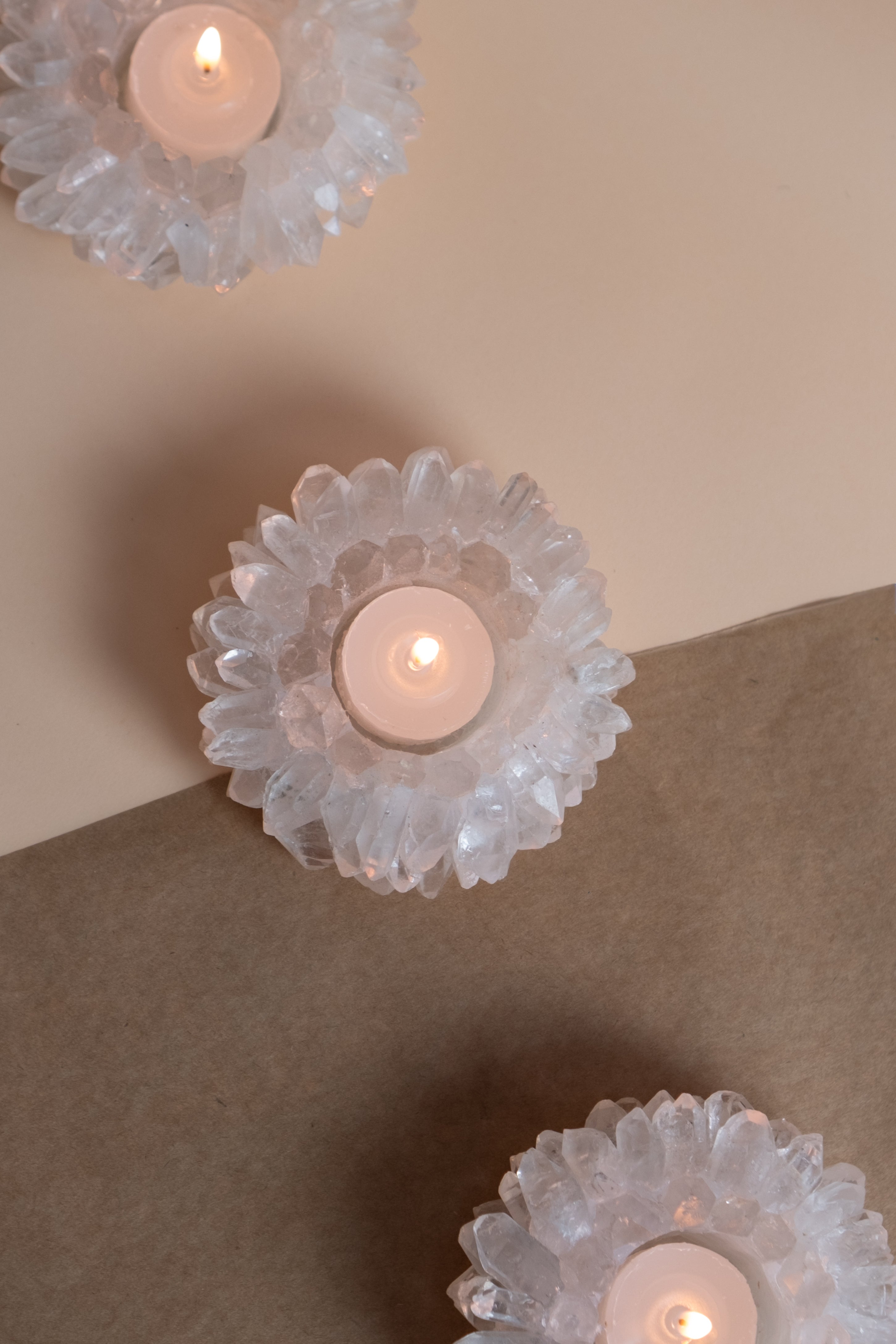 Clear Quartz Points Candle Holder