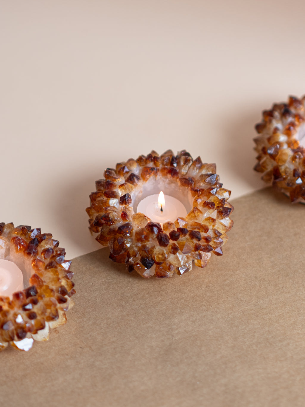 Citrine Quartz Points Candle Holder