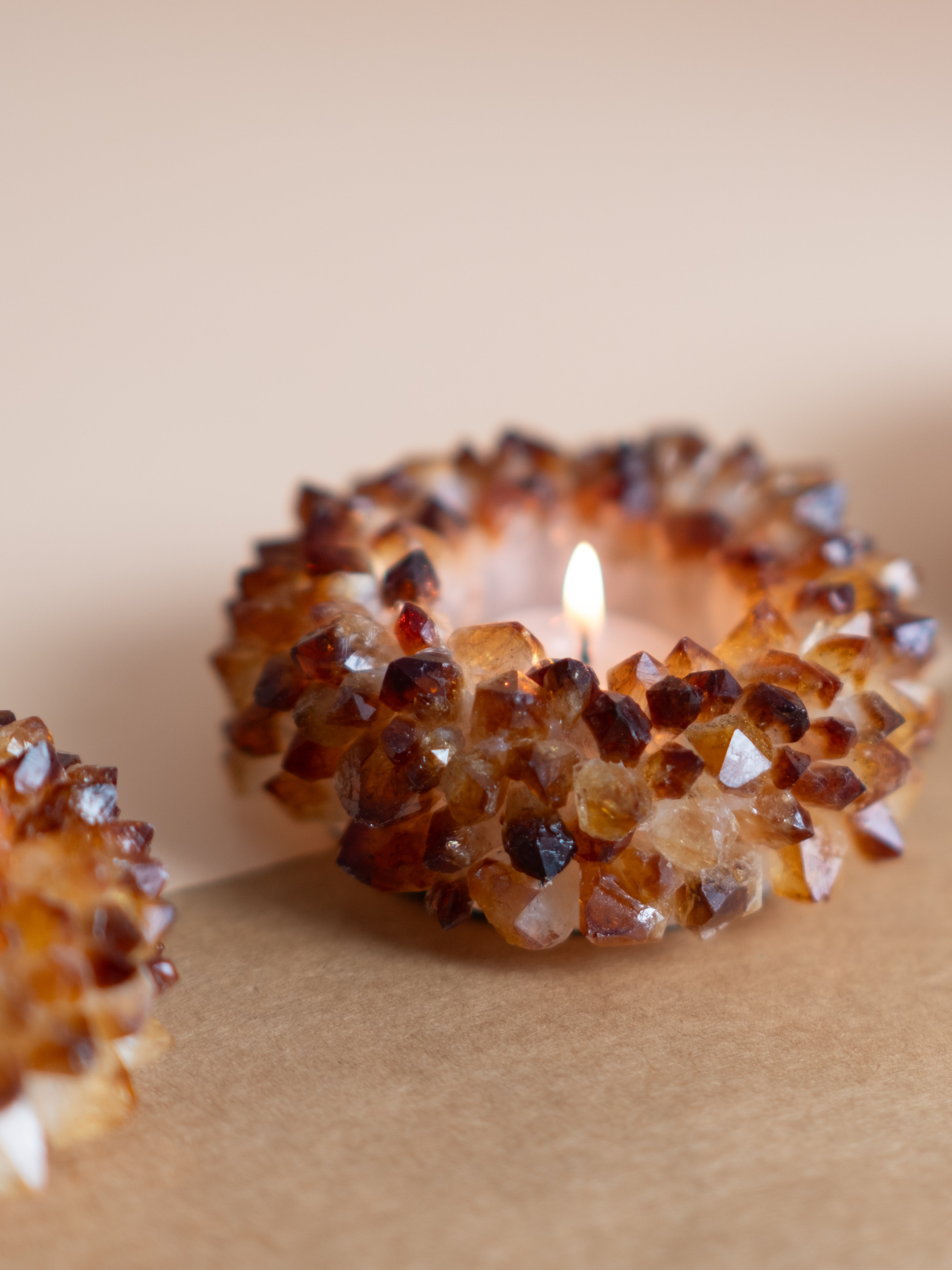 Citrine Quartz Points Candle Holder