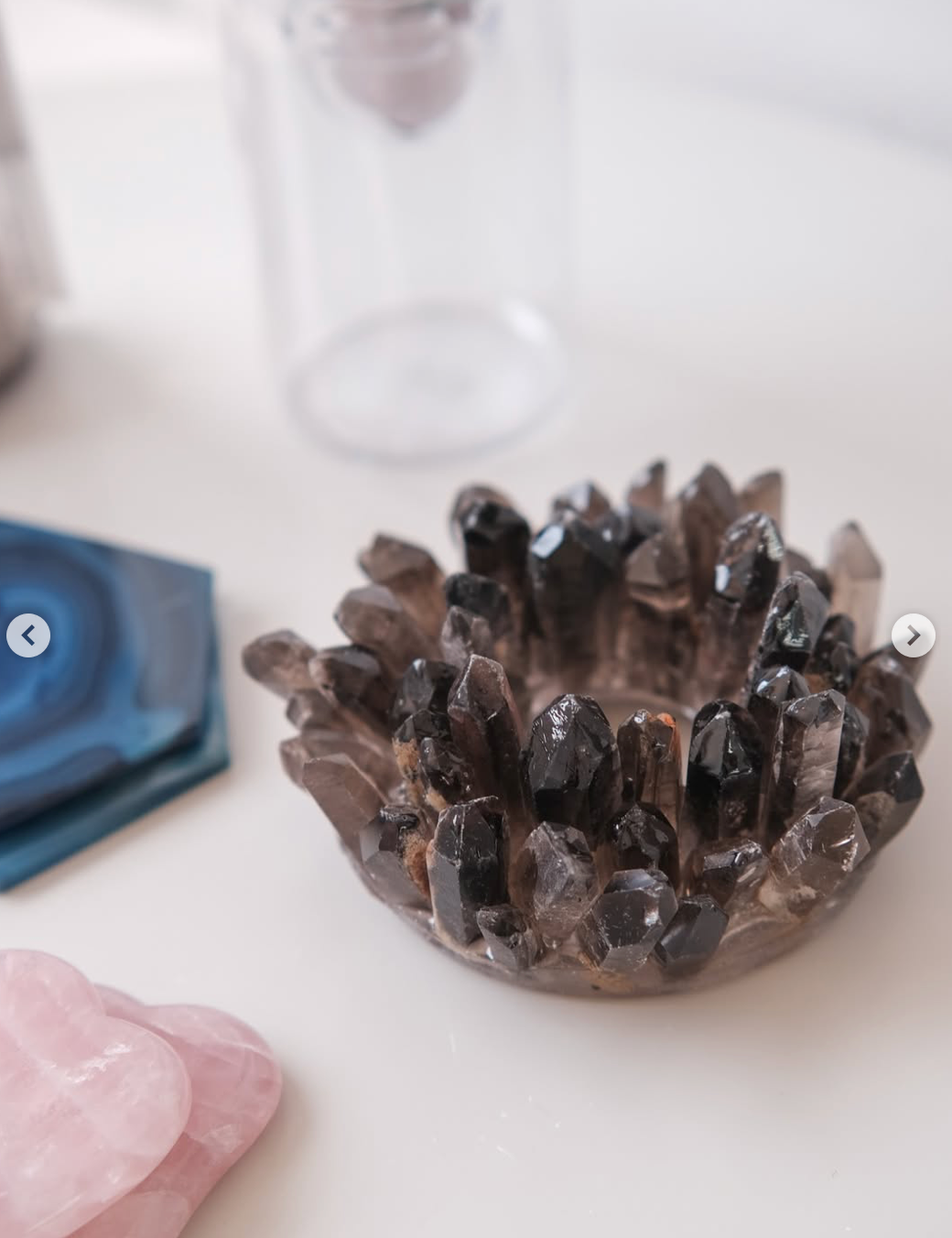 Lemurian Quartz Candle Holder Smokey Quartz