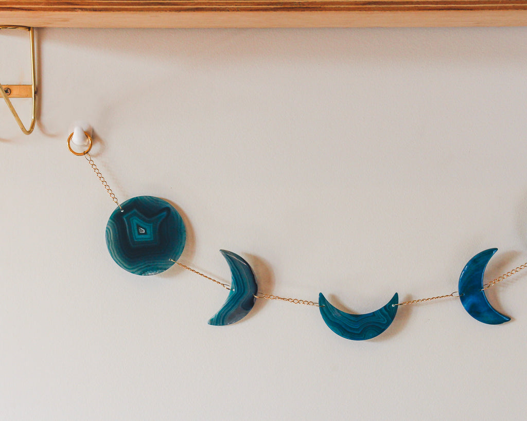 Moon Phase Natural Agate Wall Hanging