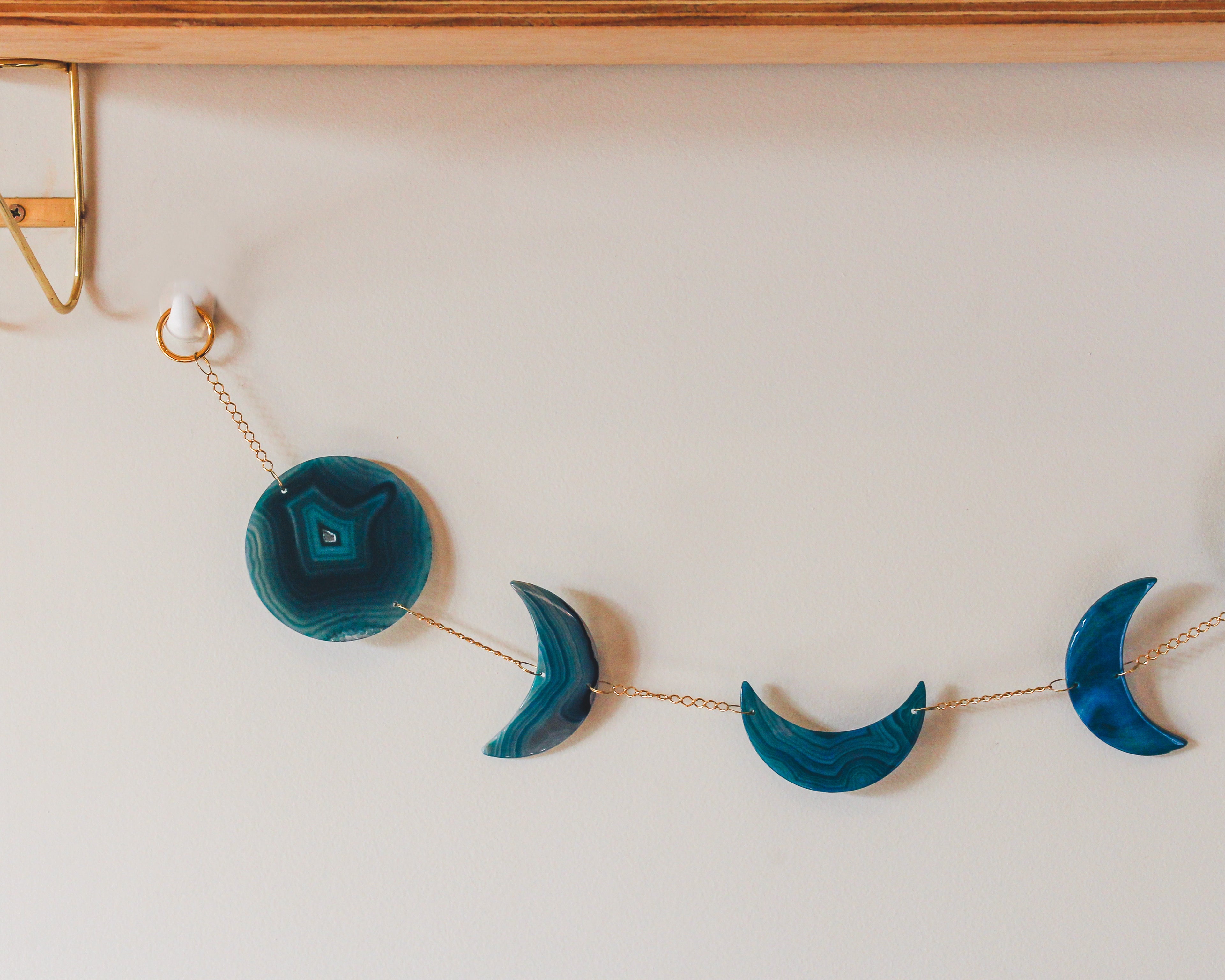 Moon Phase Natural Agate Wall Hanging