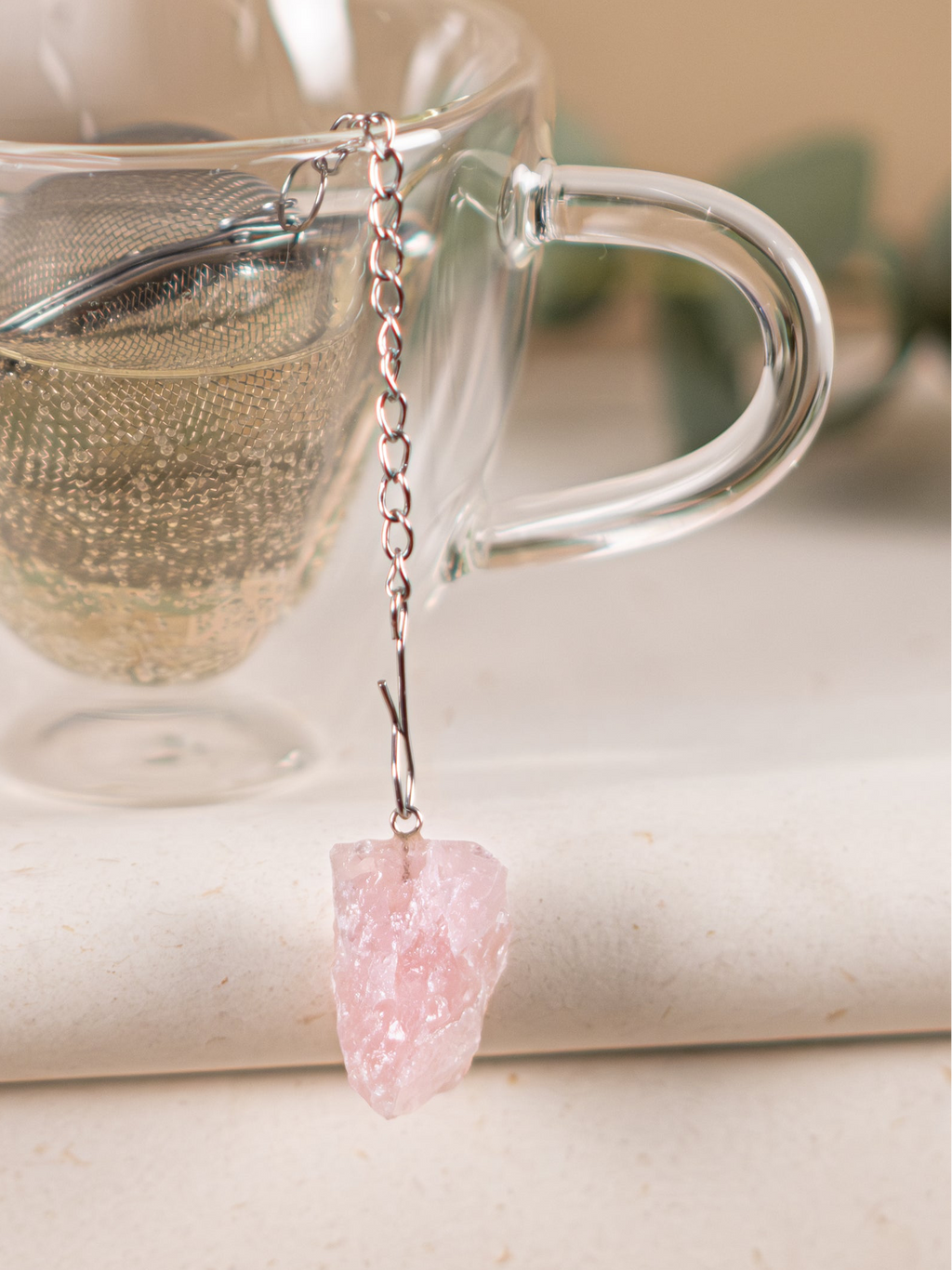Tea Infuser with Rose Quartz Accent