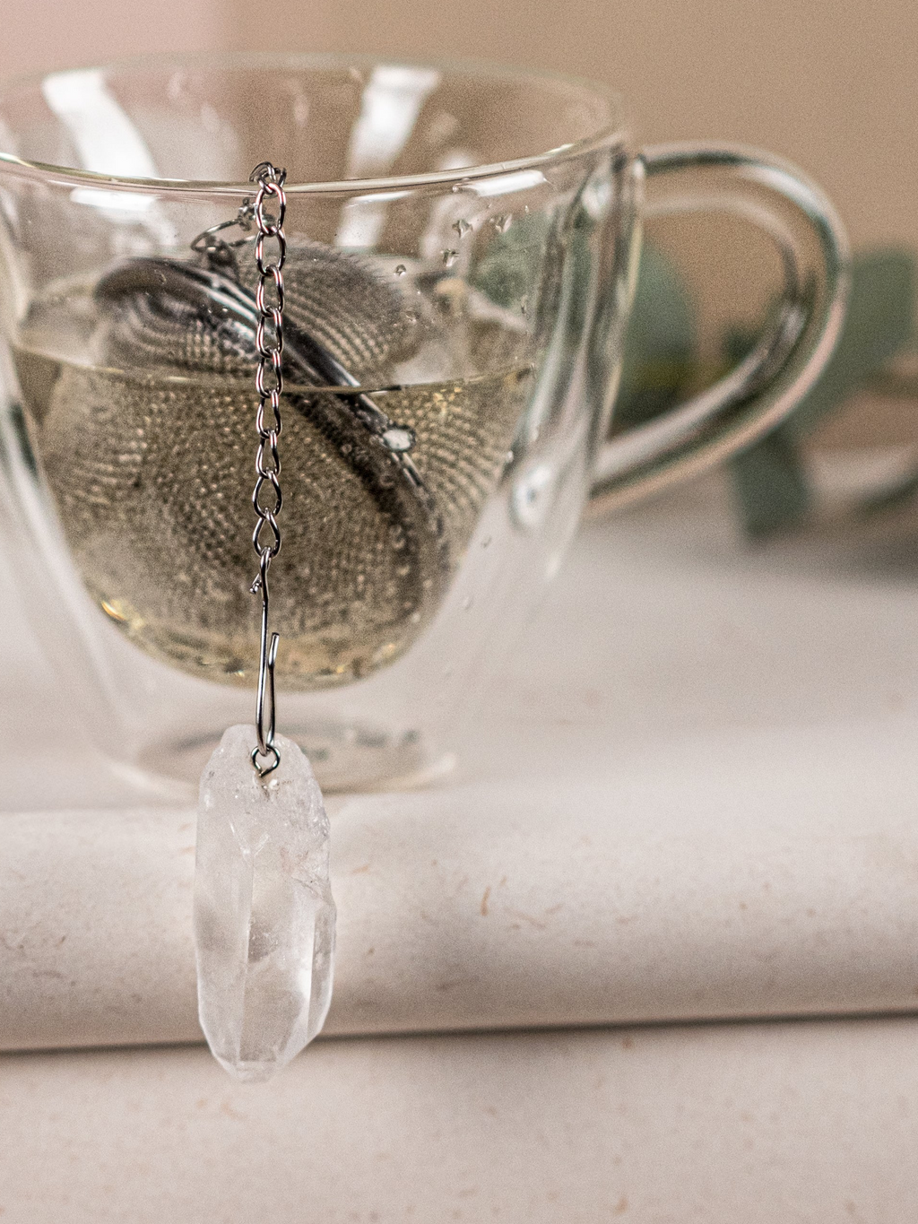 Tea Infuser with Clear Quartz Accent