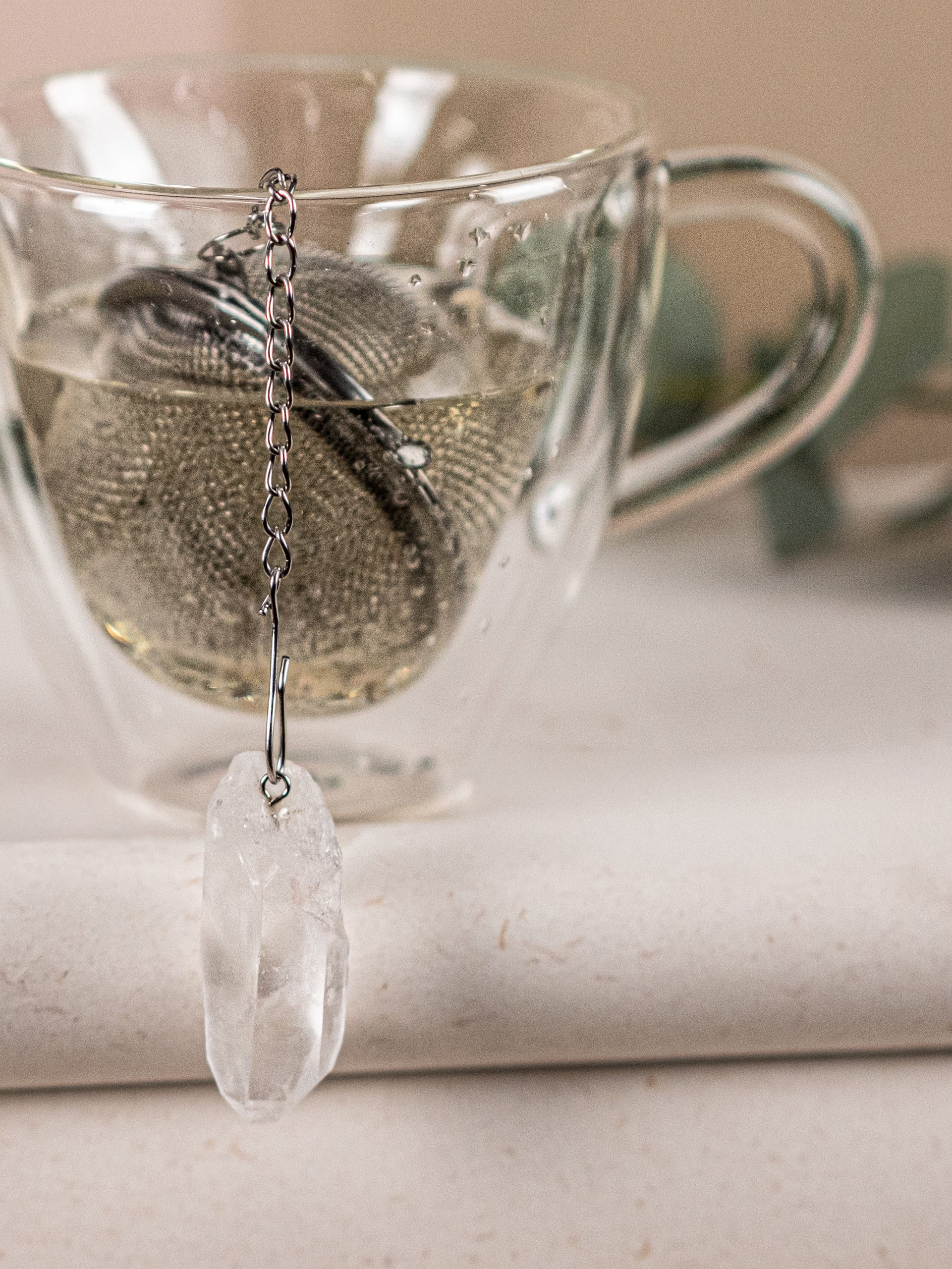 Tea Infuser with Clear Quartz Accent