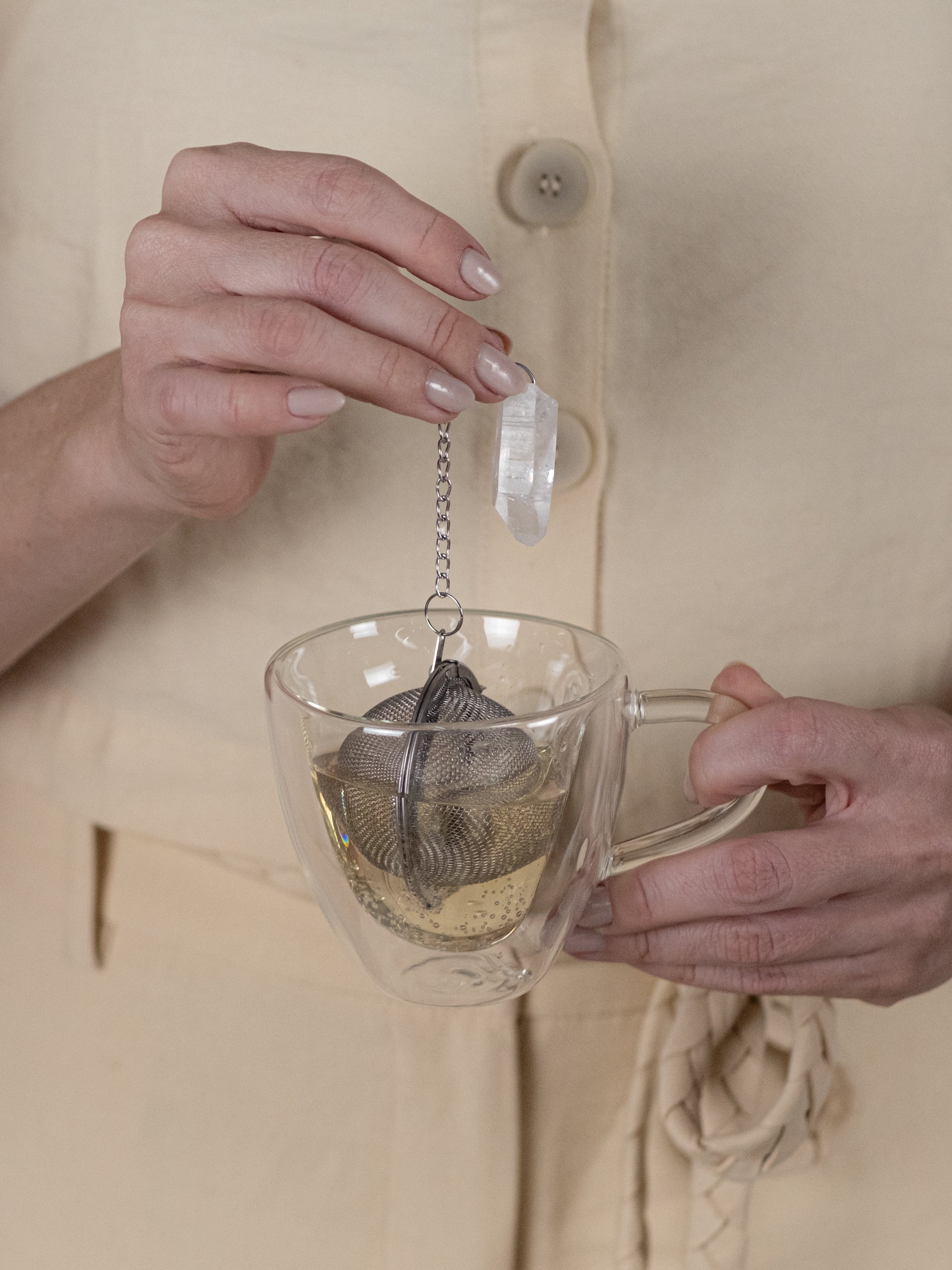 Tea Infuser with Clear Quartz Accent