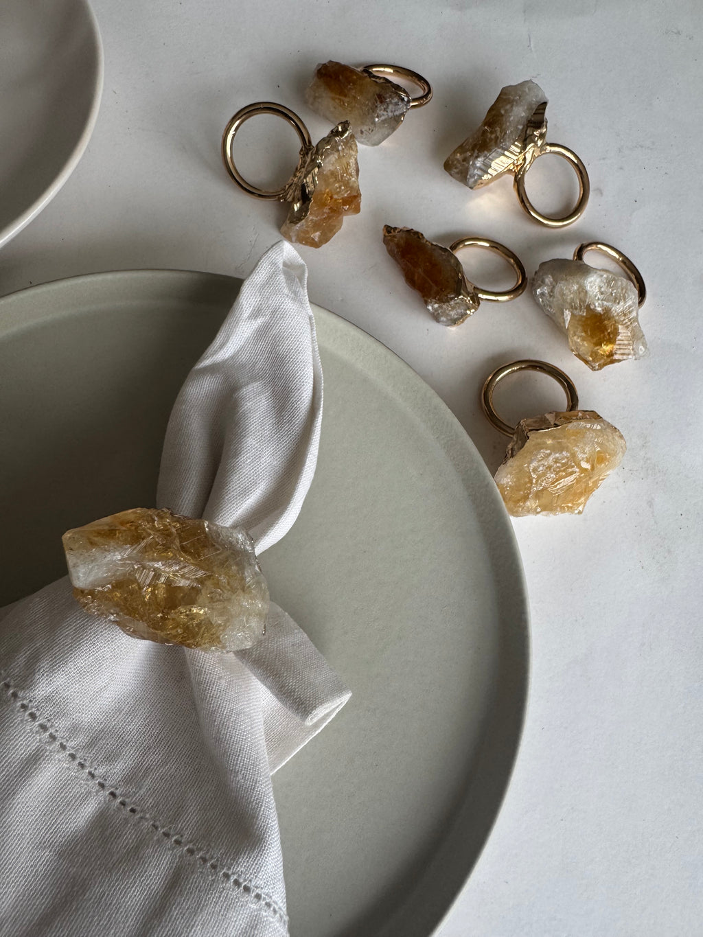 Napkin Ring in Brass with Citrine Accent