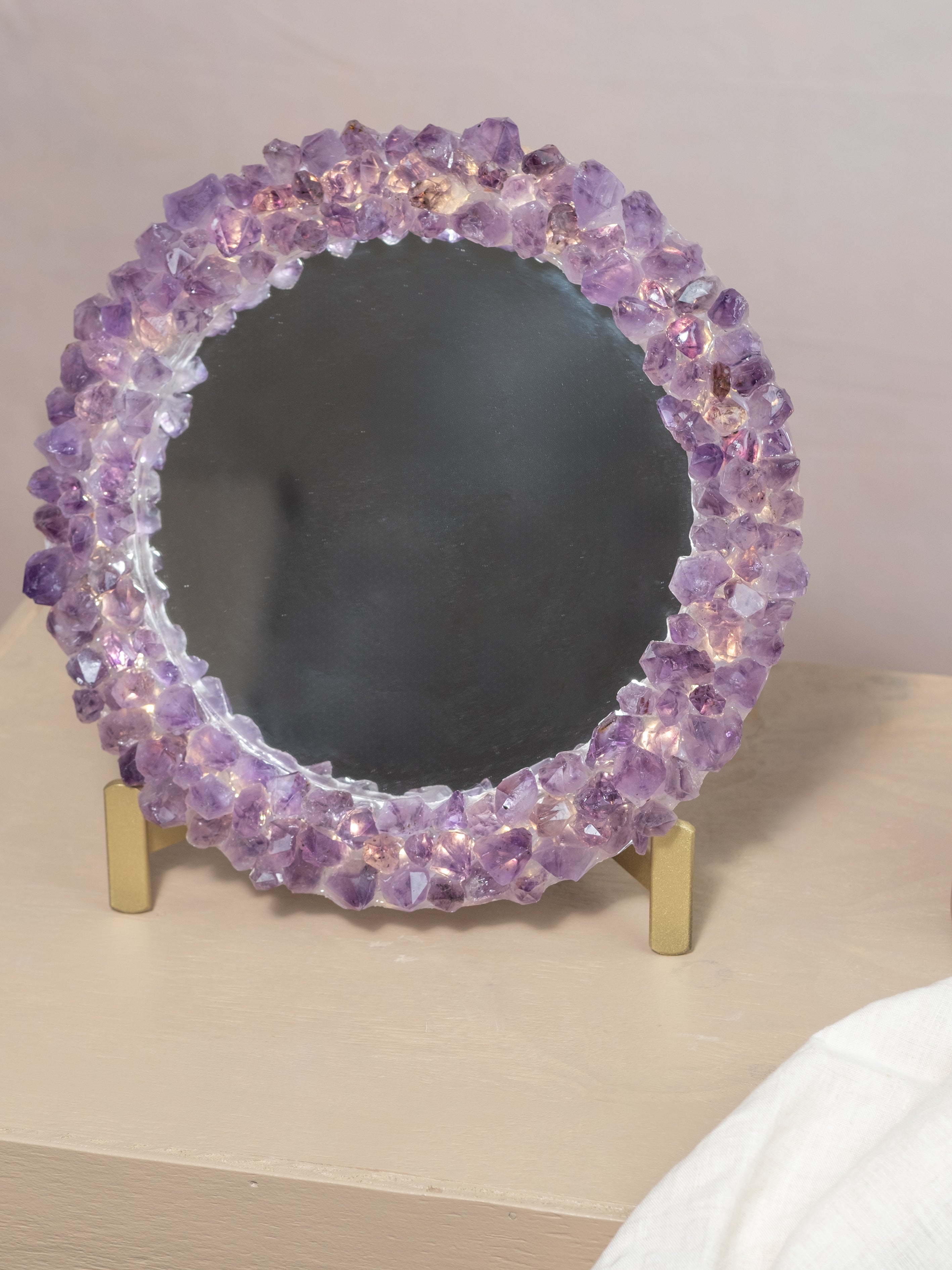 Amethyst Point Round LED Wall Mirror