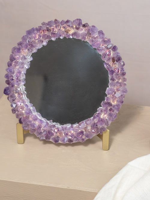 Amethyst Point Round LED Wall Mirror