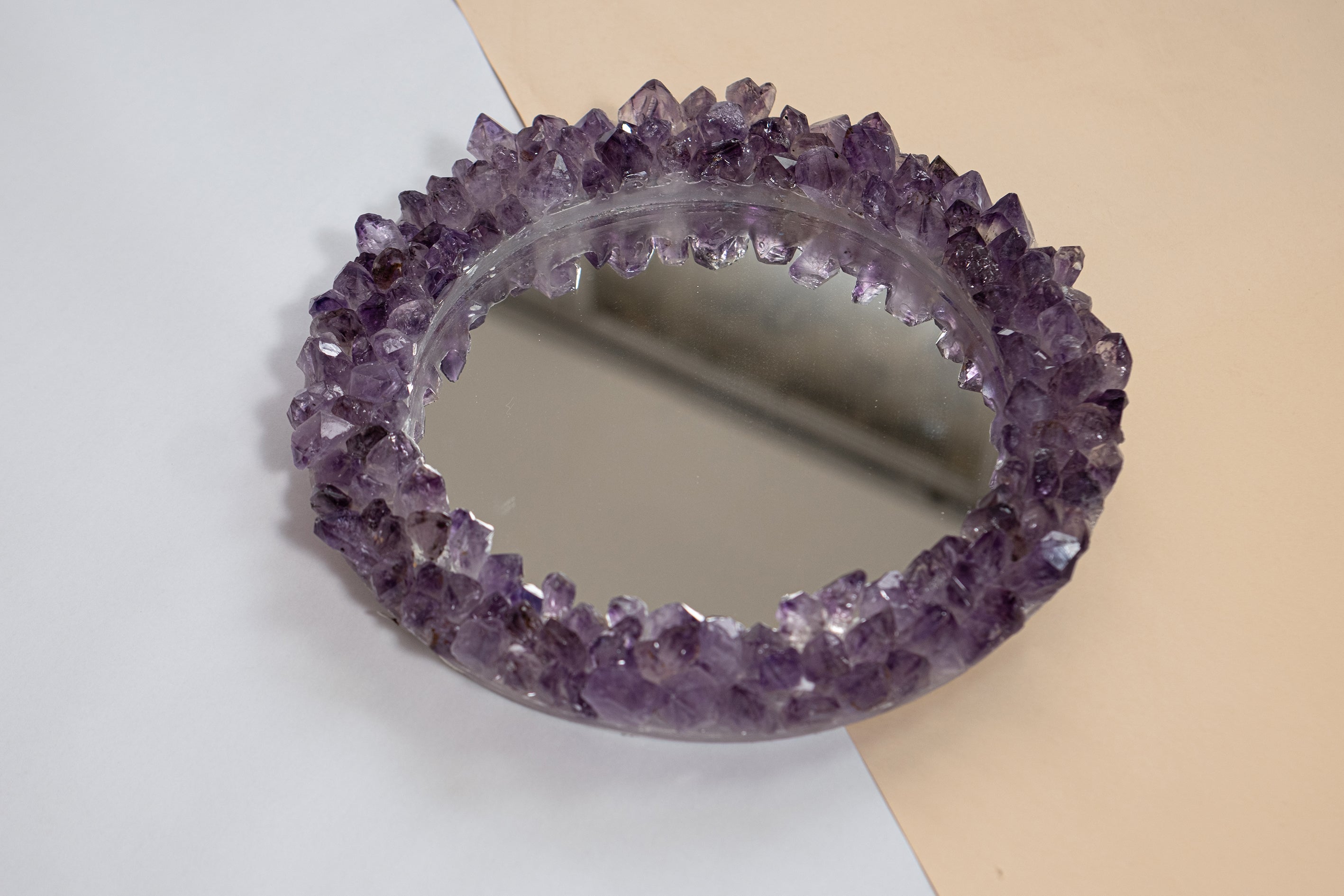 Amethyst Point Round LED Wall Mirror