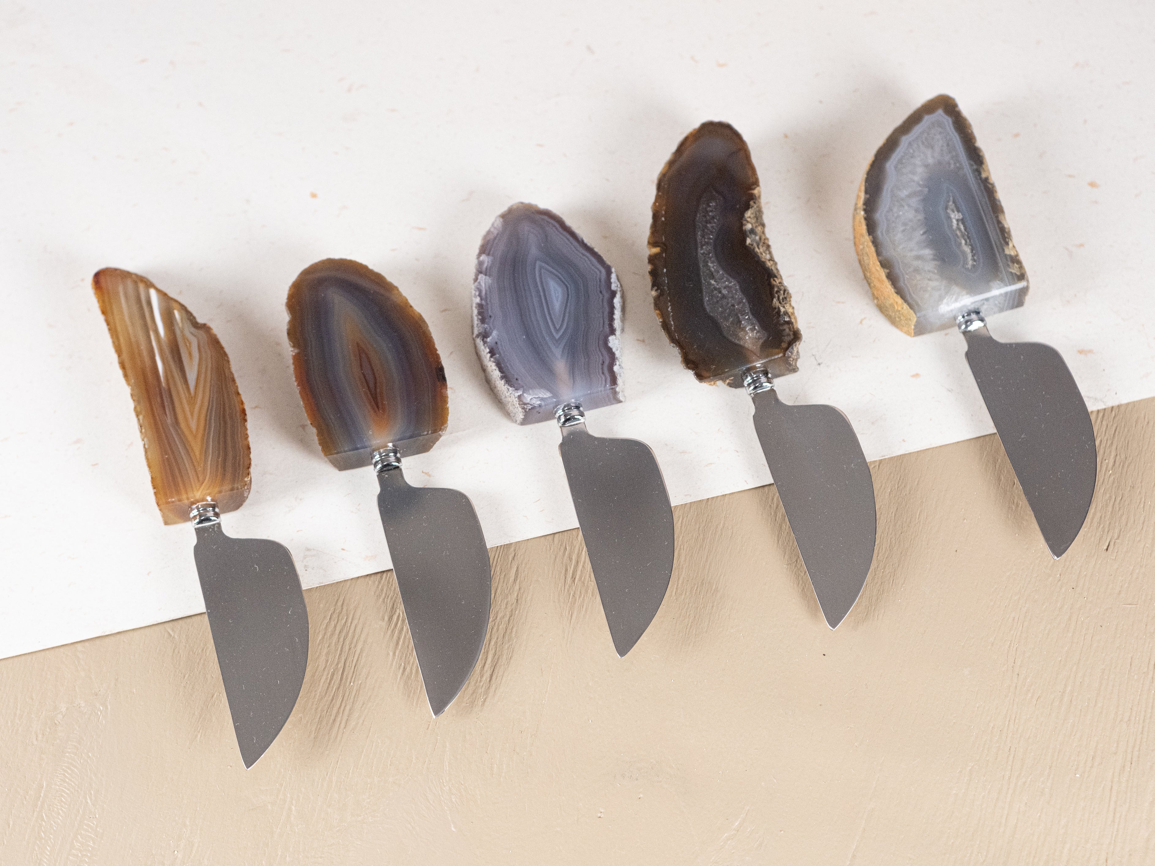 Cheese Knife with Agate Slab Handle