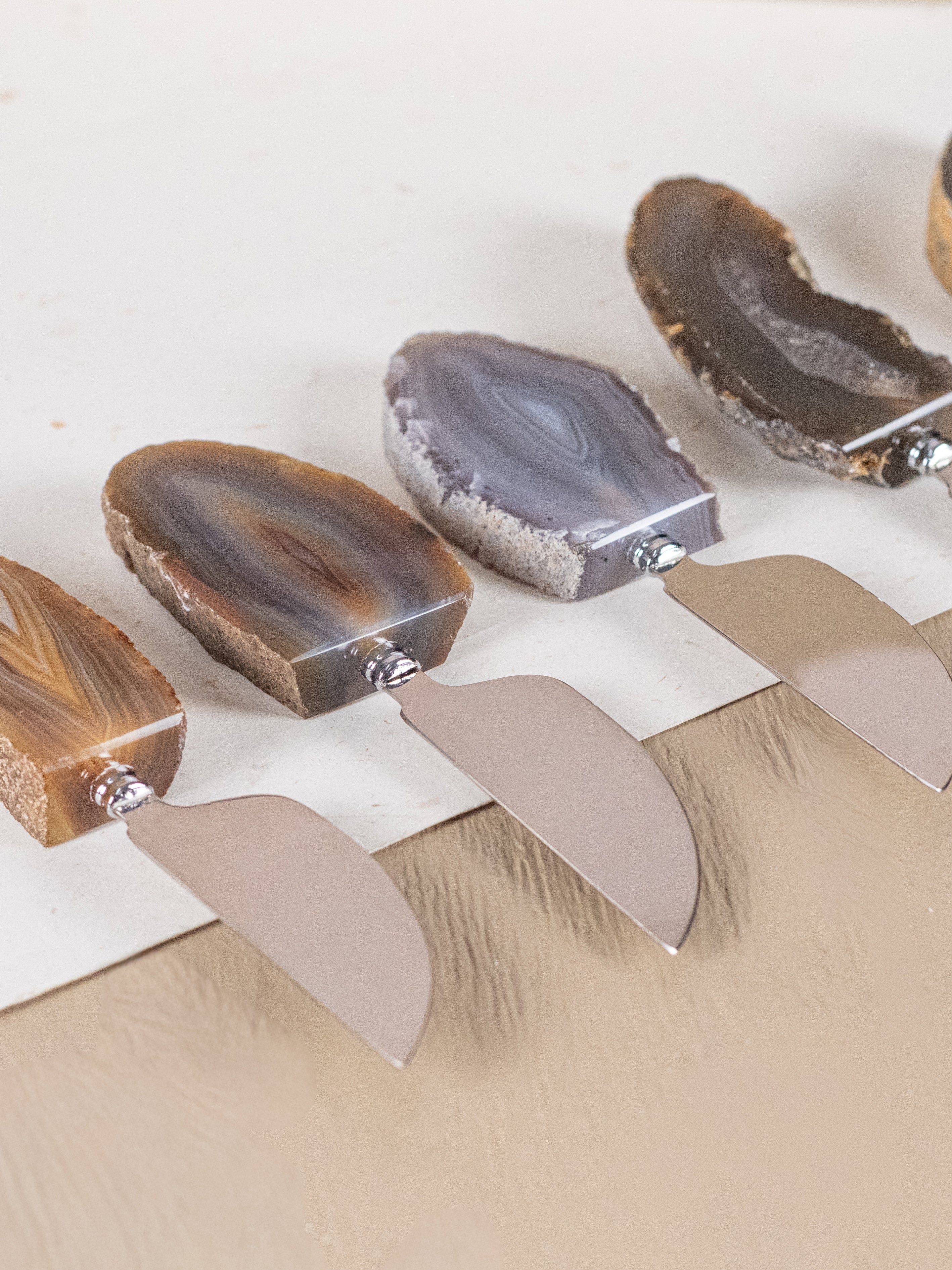 Cheese Knife with Agate Slab Handle