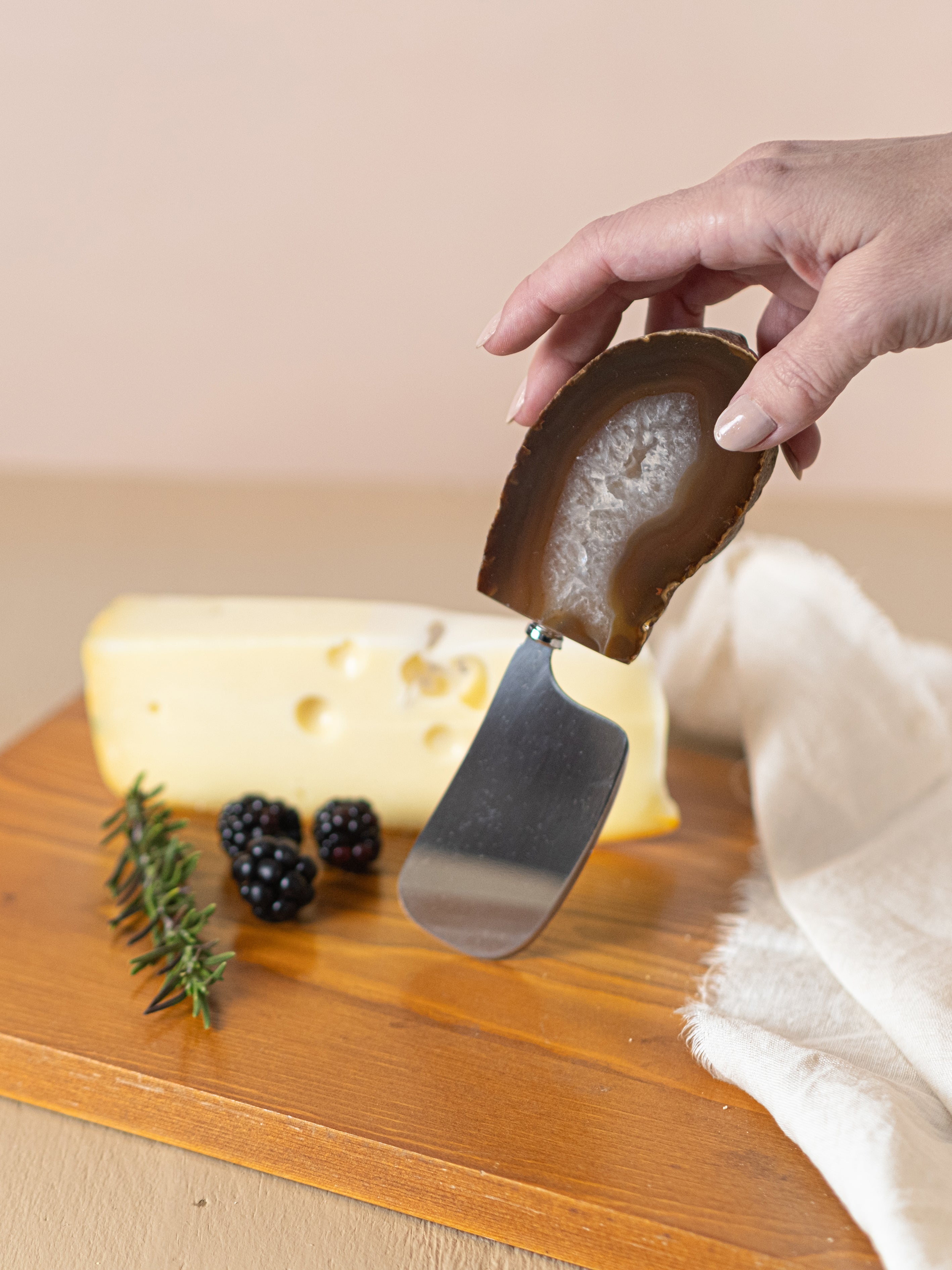 Cheese Cleaver with Agate Slab Handle