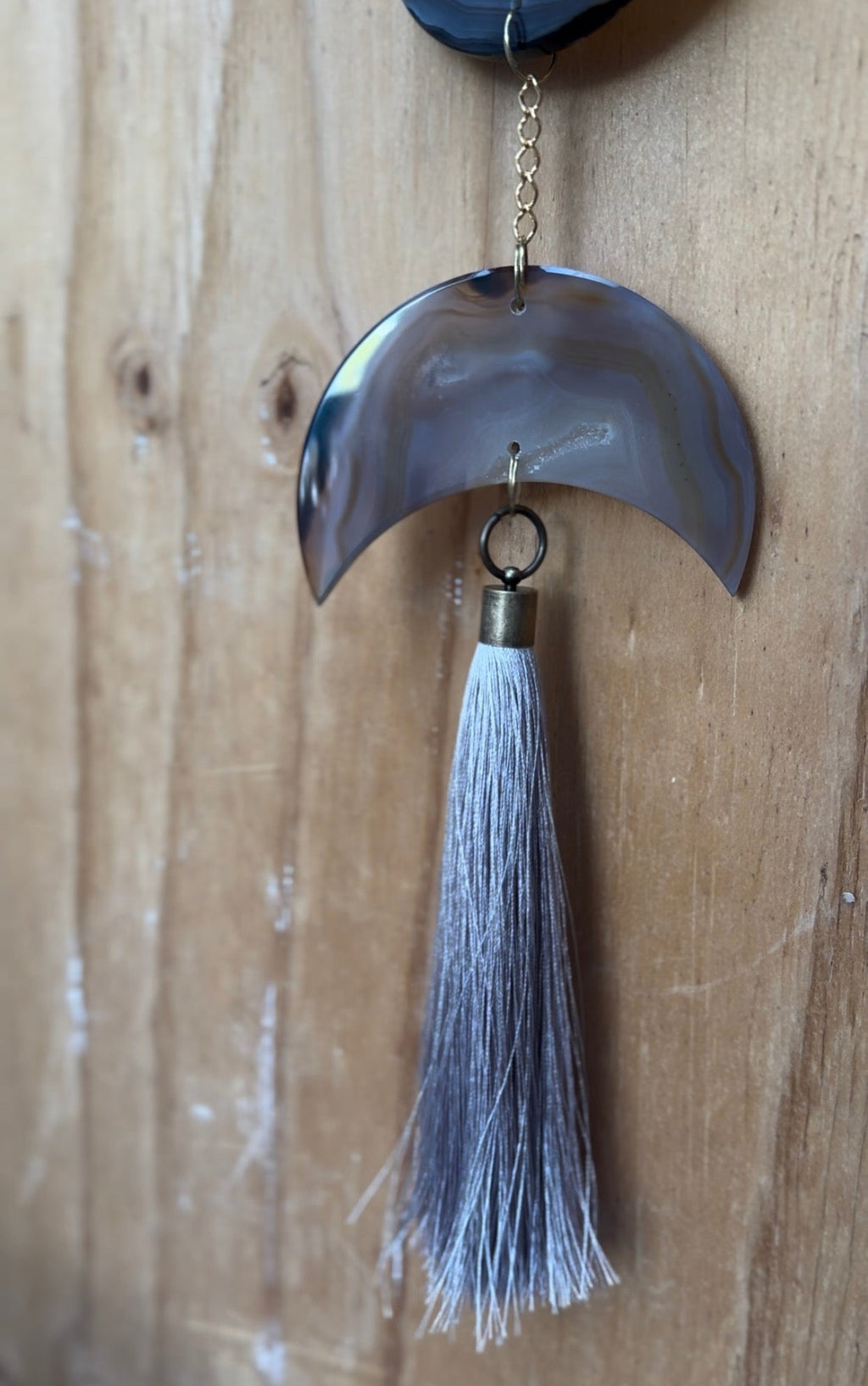 Lunar Agate Wall Hanging with Tassel