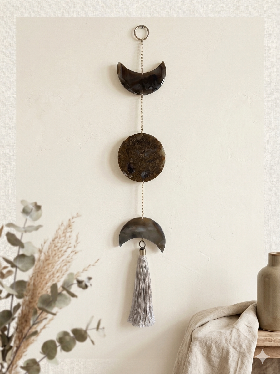 Lunar Agate Wall Hanging with Tassel