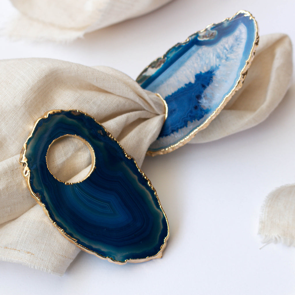 Napkin Ring in Agate Slice - Blue