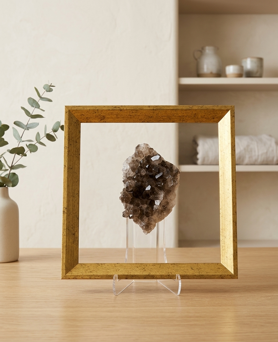 Crystal Druzy Floating Frame Smokey Cluster
