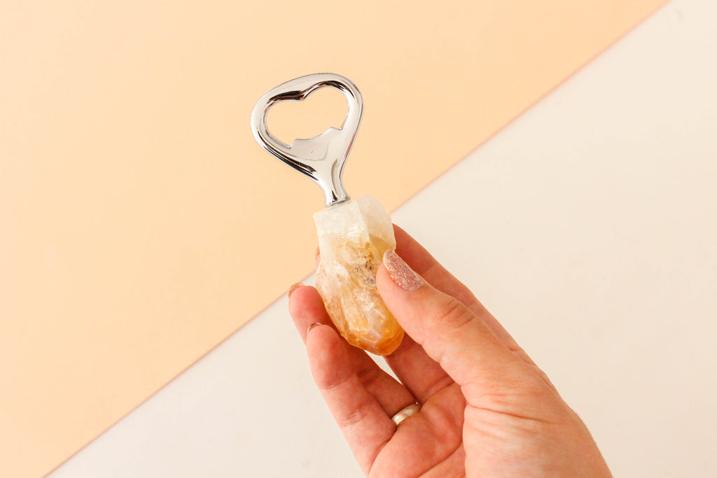 Crystal Handle Bottle Opener - Citrine Point Rough