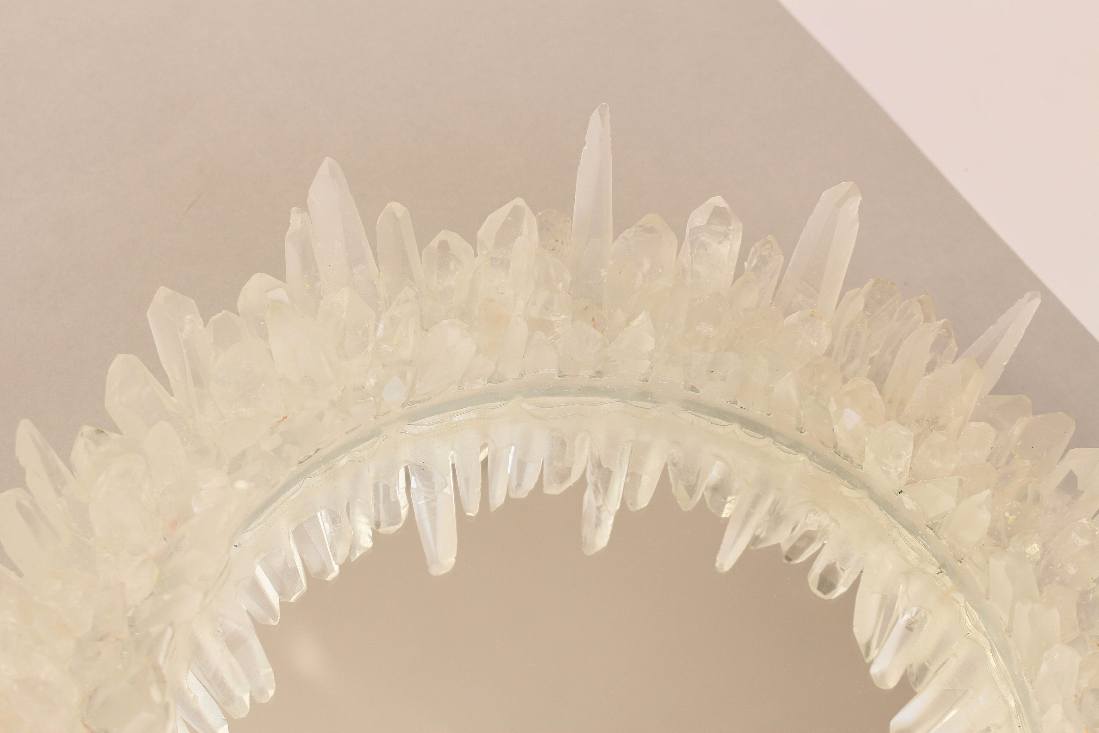 Lemurian Quartz Point Round LED Wall Mirror