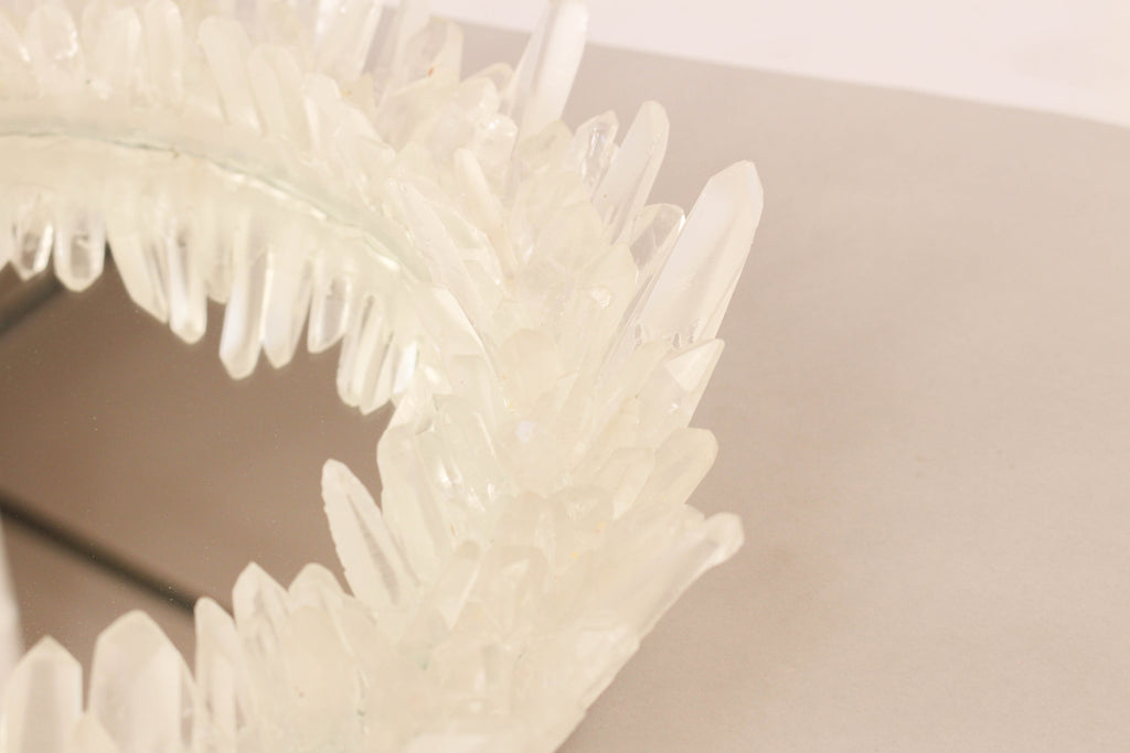 Lemurian Quartz Point Round LED Wall Mirror