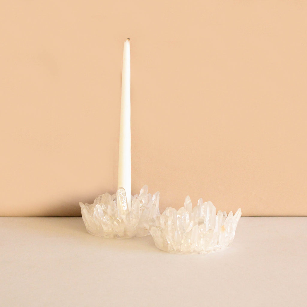 Lemurian Quartz Crown Candle Holder