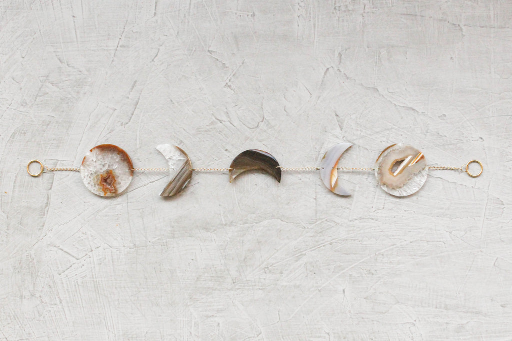 Moon Phase Natural Agate Wall Hanging