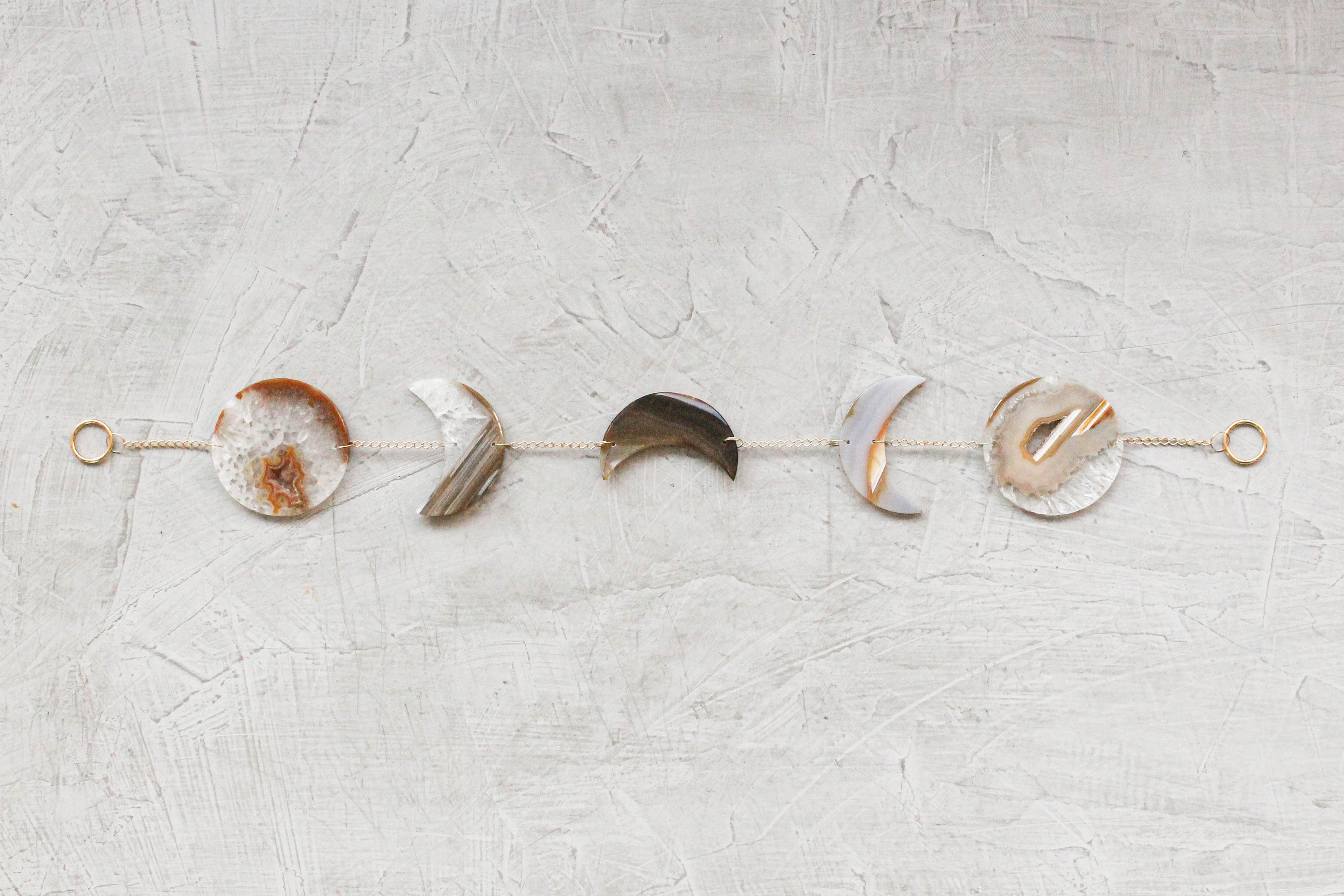 Moon Phase Natural Agate Wall Hanging
