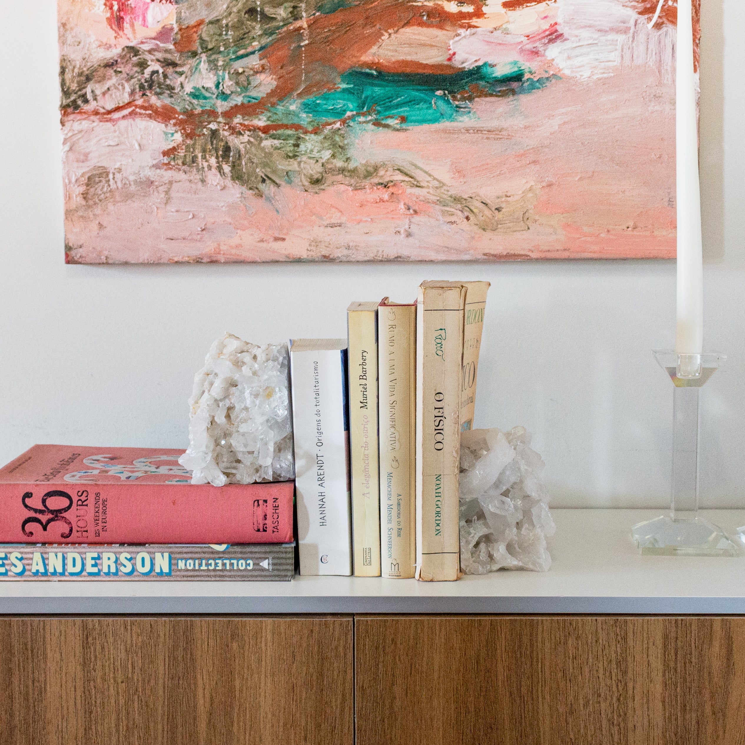 Clear Quartz Druzy Bookend Pair