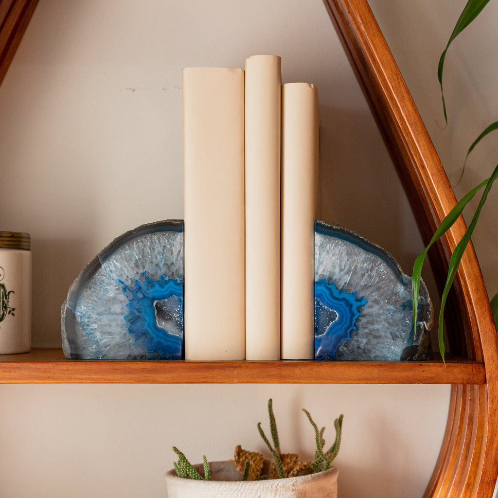 Agate Bookend Pair - Blue