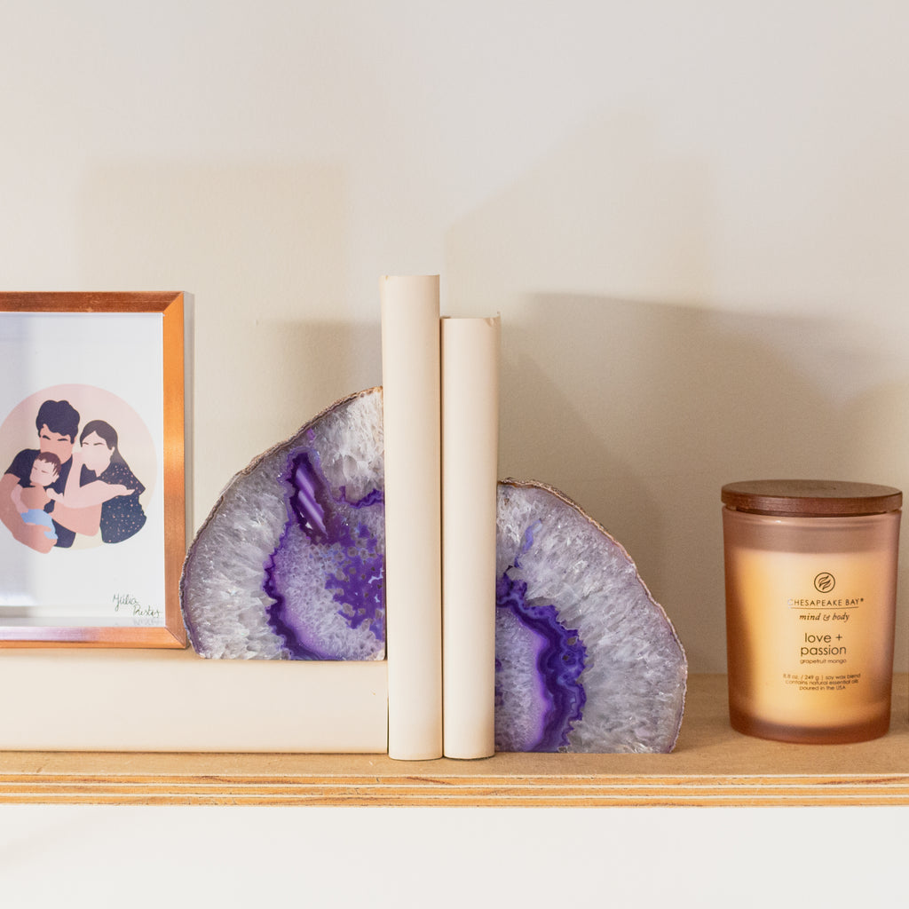 Agate Bookend Pair - Purple