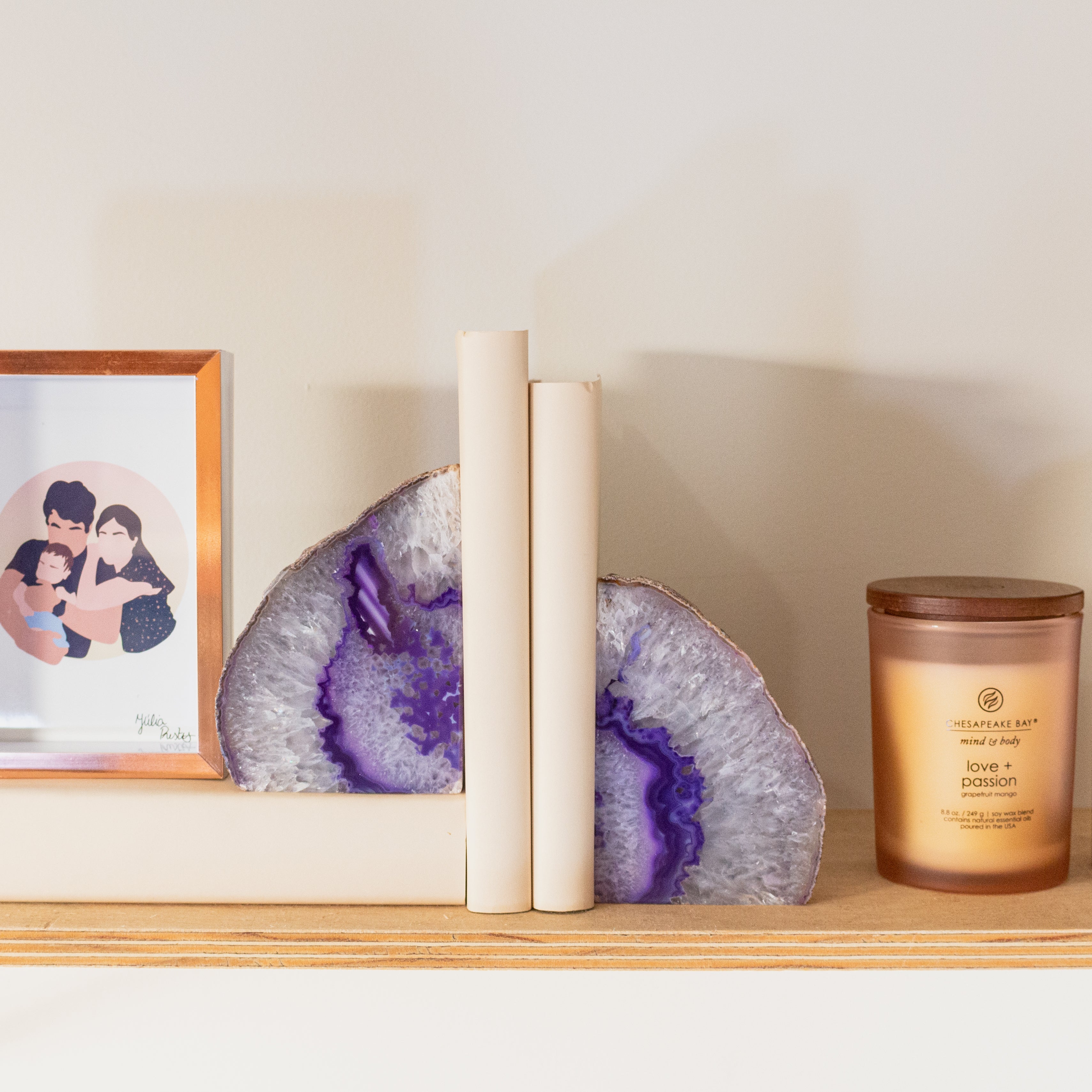 Agate Bookend Pair - Purple