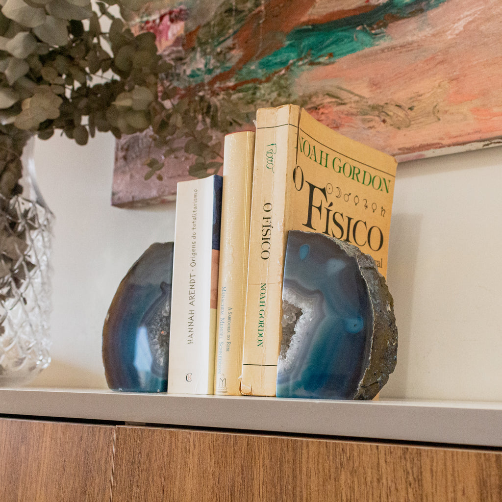 Agate Bookend Pair - Teal