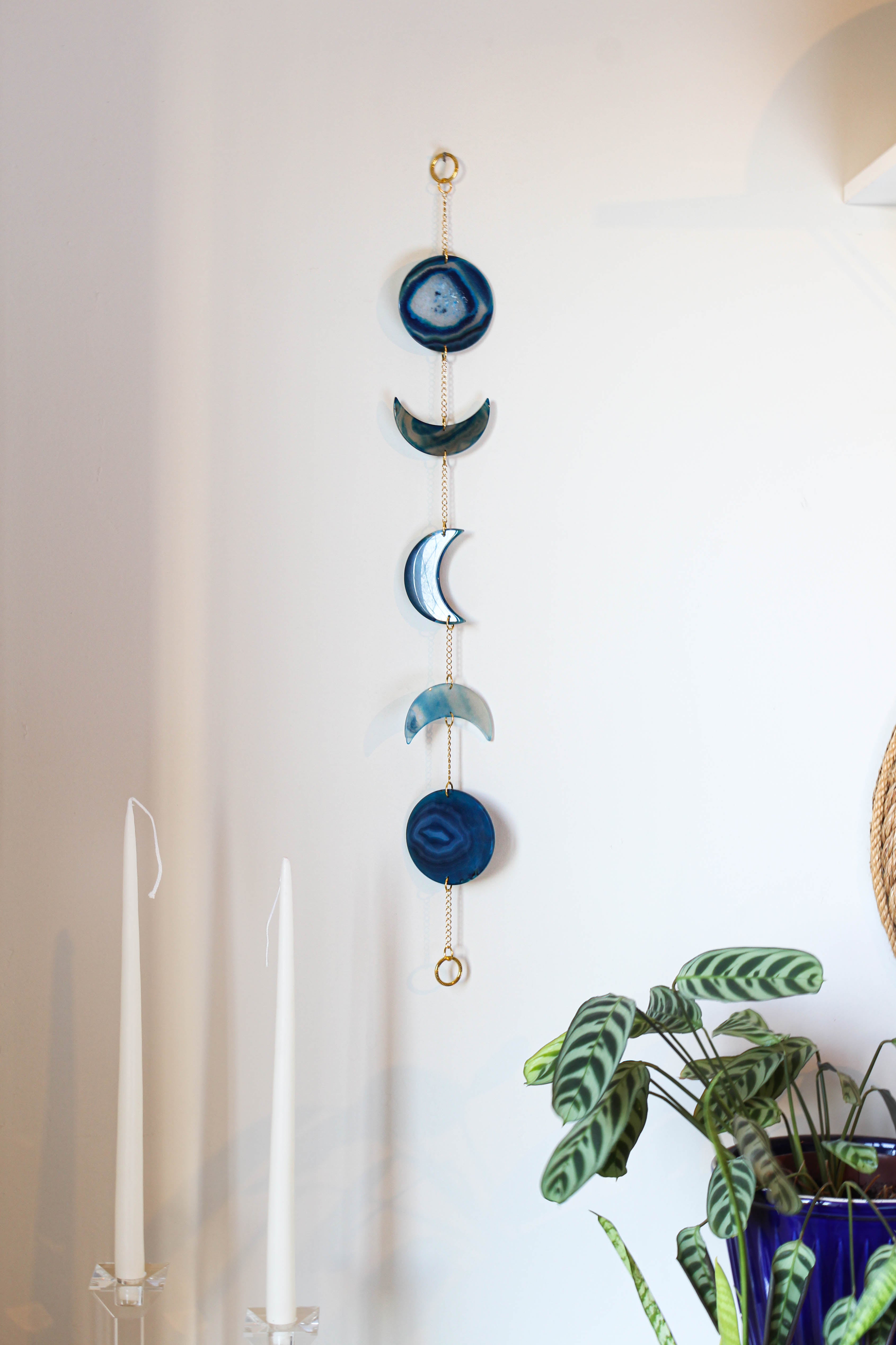 Moon Phase Natural Agate Wall Hanging