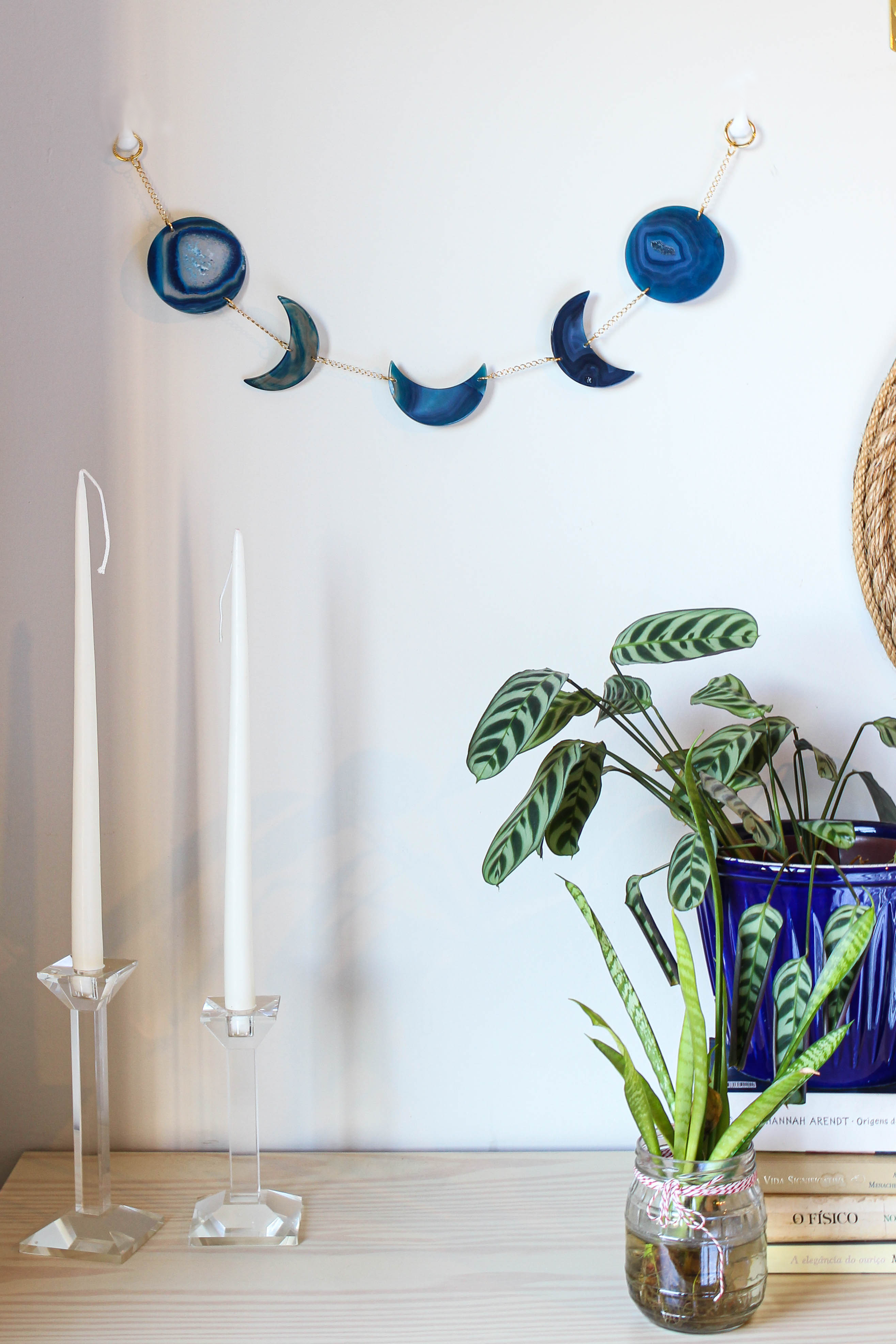 Moon Phase Natural Agate Wall Hanging