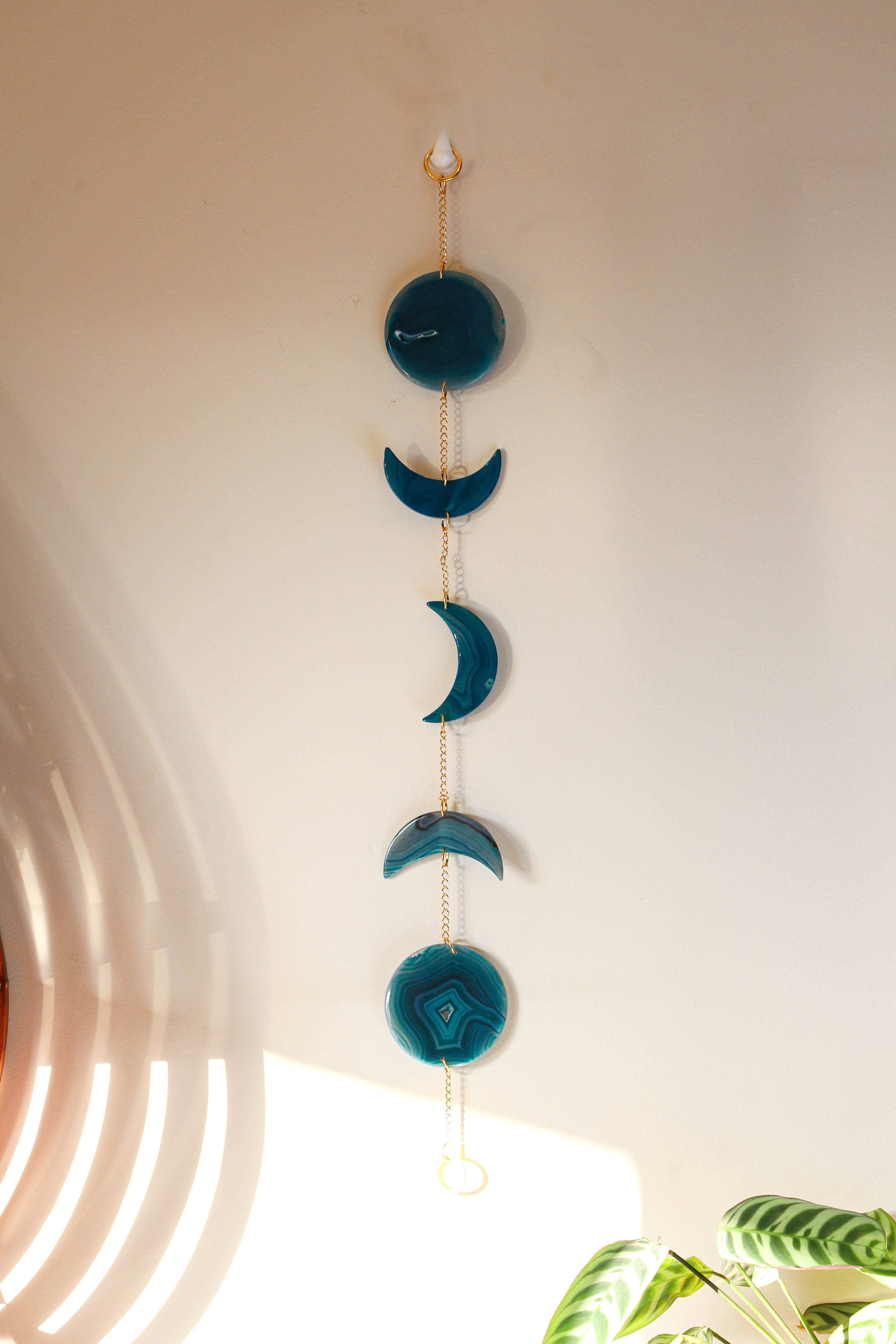 Moon Phase Natural Agate Wall Hanging