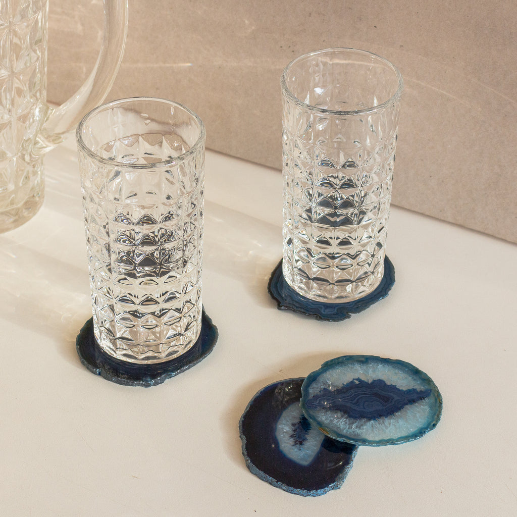Agate Slice Drink Coaster - Blue